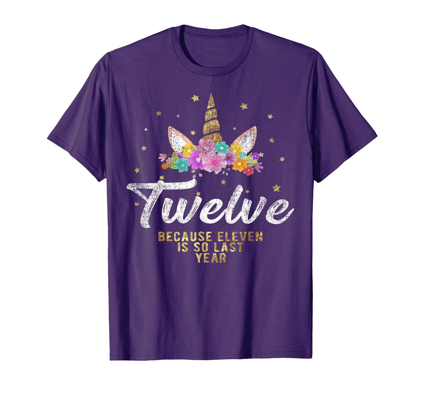 Unicorn Birthday Girl T Shirt For 12 Years Old Tee Gift 12th T-Shirt