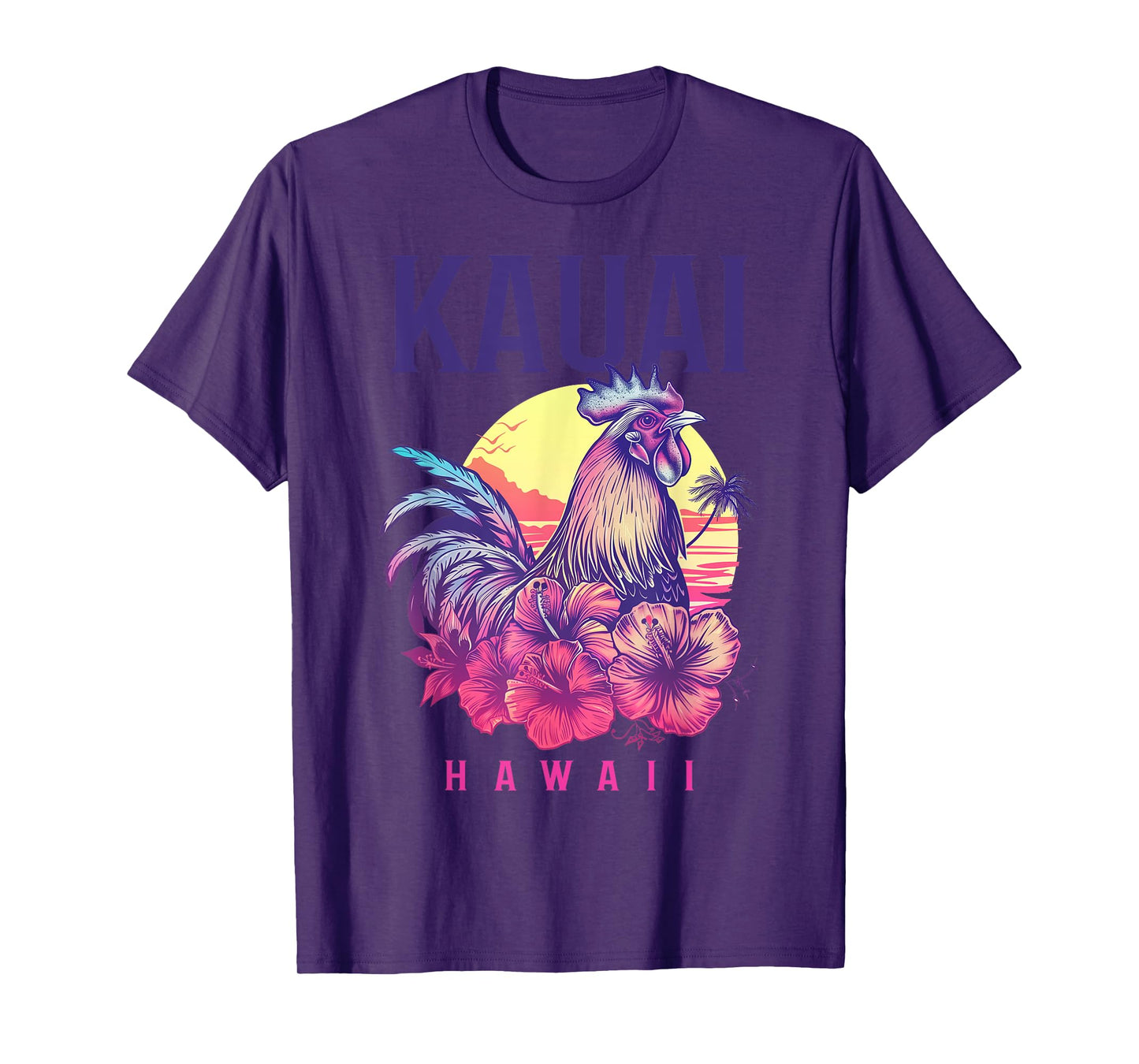 Kauai Hawaii Chicken Hawaiian Hibiscus Flowers Vintage T-Shirt