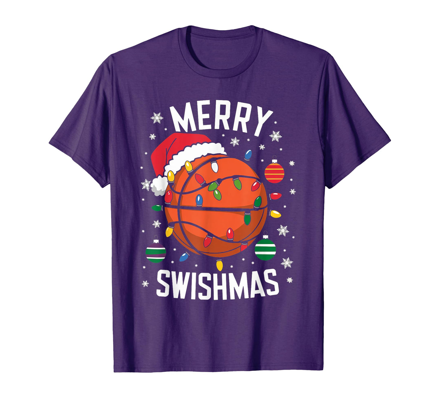 Merry Swishmas Christmas Xmas Basketball Boys Kids Men T-Shirt