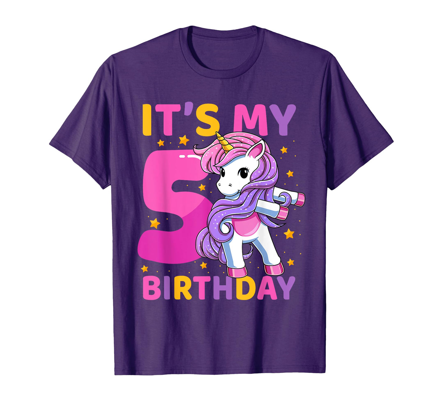 5 Years Old Unicorn Flossing 5th Birthday Party Girls Kids T-Shirt