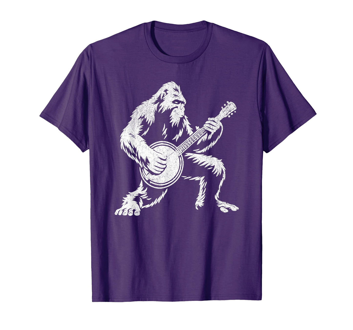 Funny Bigfoot Sasquatch Playing Banjo Bluegrass Music Lover T-Shirt