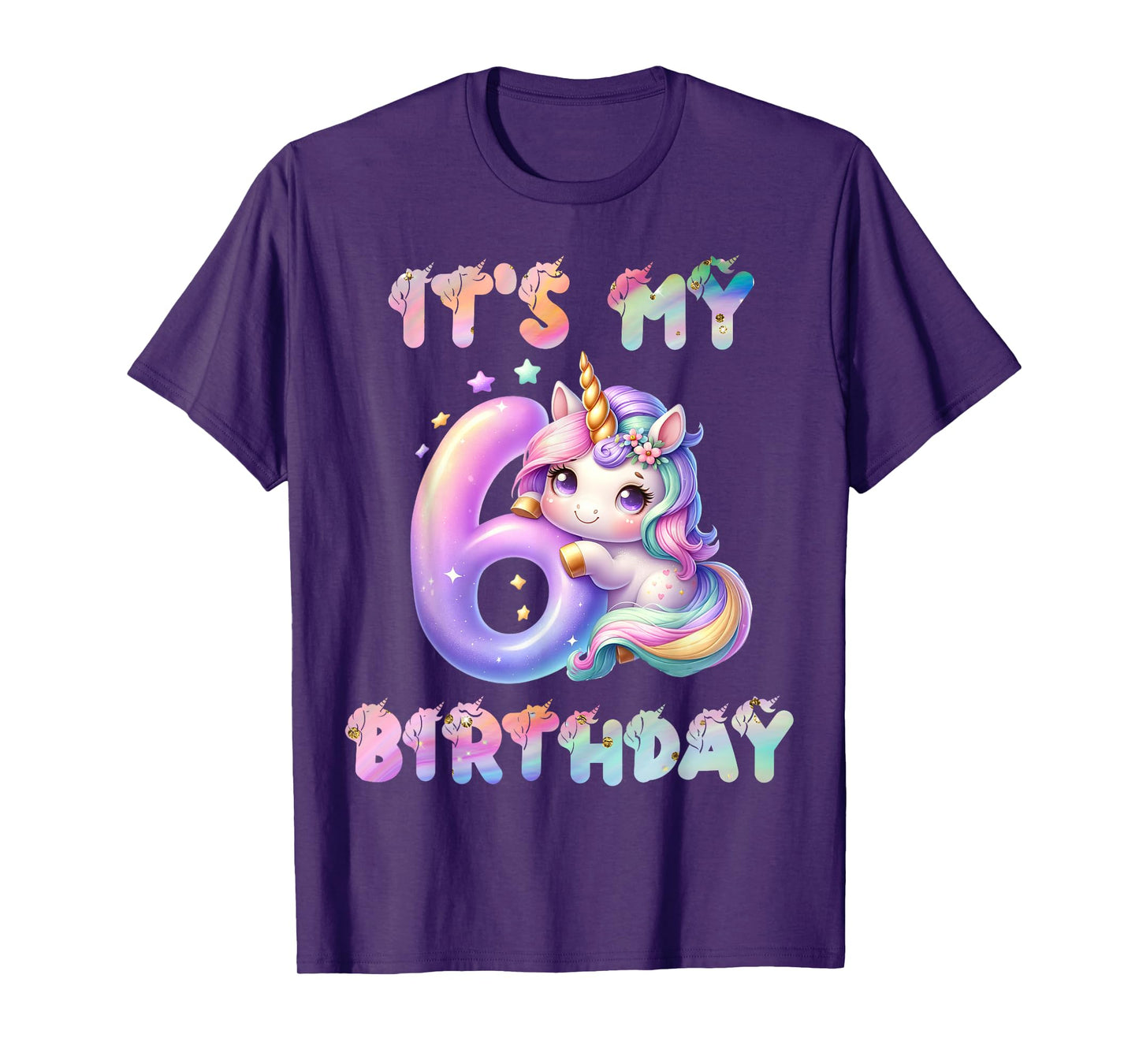 6 Year Old Unicorn Gifts For Girls 6th Birthday Girl Party T-Shirt