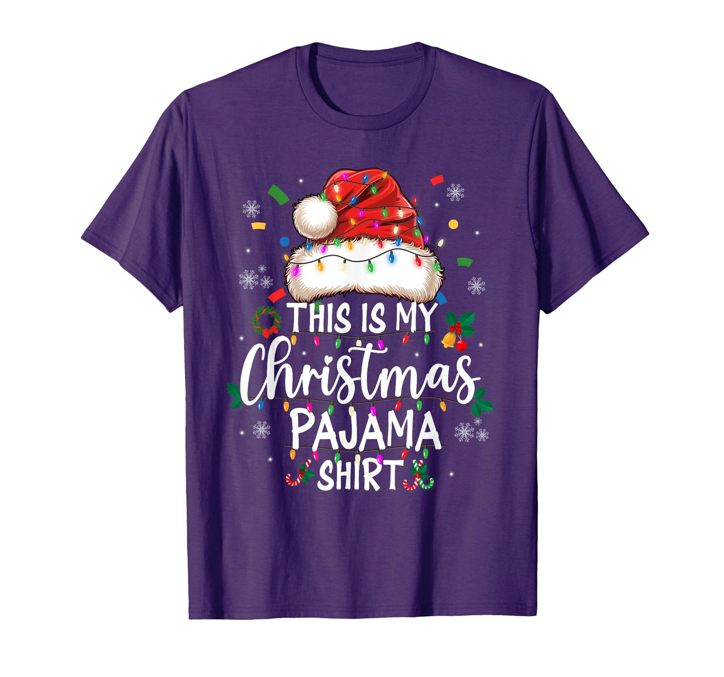 This is My Christmas Pajama Shirt Xmas Lights Men Women Kid T-Shirt