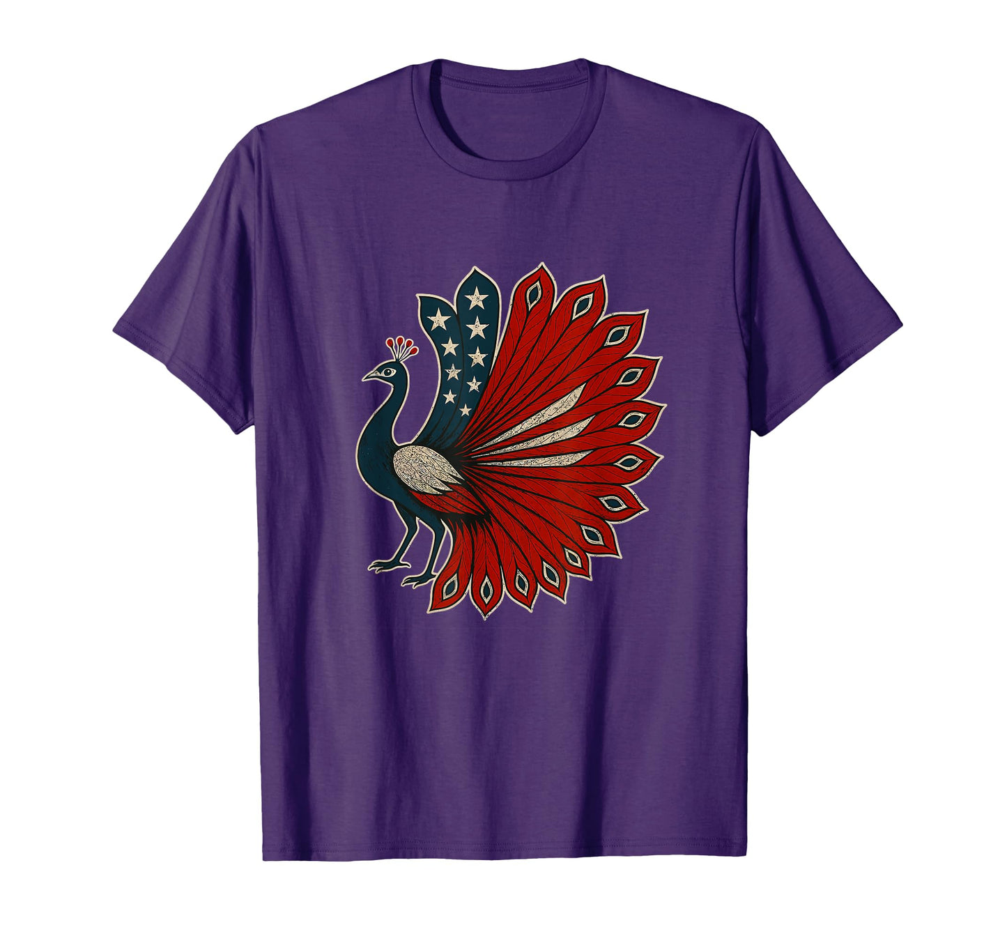 Peacock USA Flag 4th of July Patriotic Indépendance Party T-Shirt