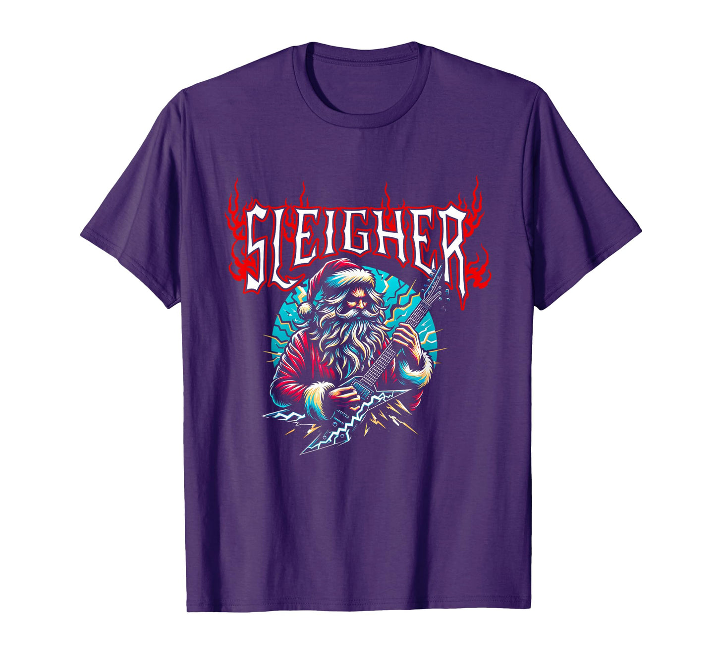 Sleigher Santa Funny Christmas Heavy Metal Music Men Women T-Shirt