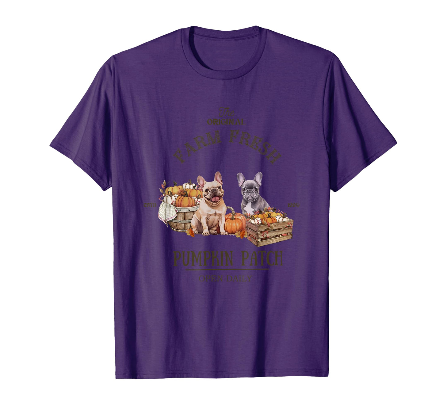 Pumpkin Patch French Bulldog The Original Farm Fresh Fall T-Shirt for Men Women Kids