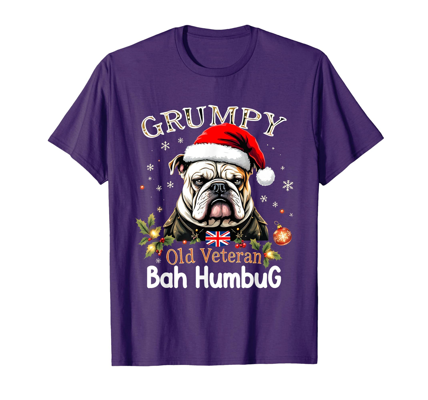 Grumpy Old Veteran Bah Humbug Christmas Dog Lovers Gifts Men Women Kids T-Shirt