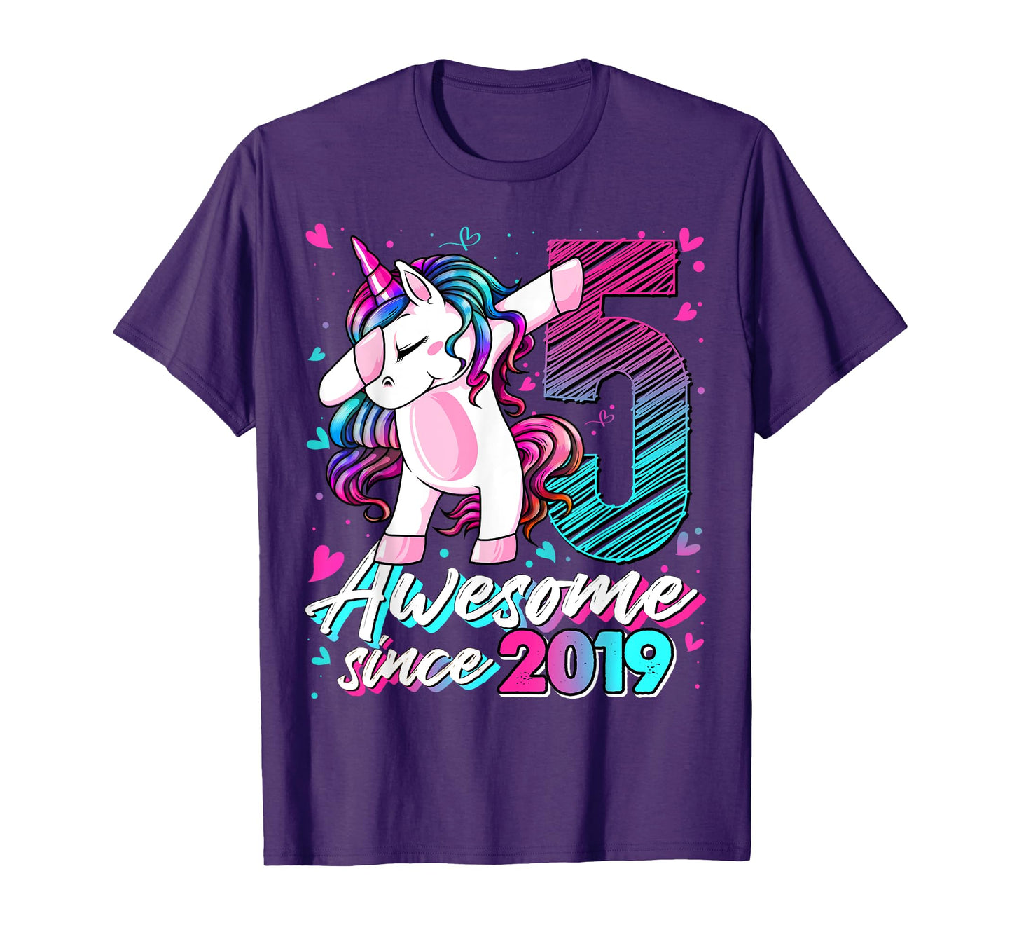 5 Years Old Flossing Unicorn Gifts 5th Birthday Girl Party T-Shirt