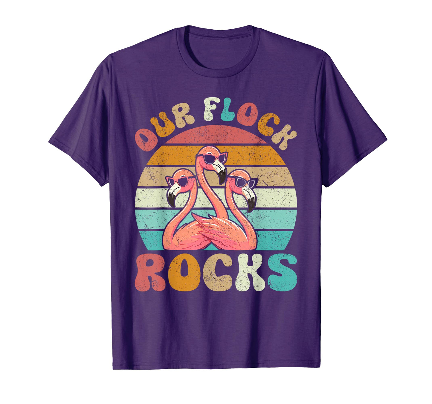Our Flock Rocks Flamingo Matching Family Vacation T-Shirt