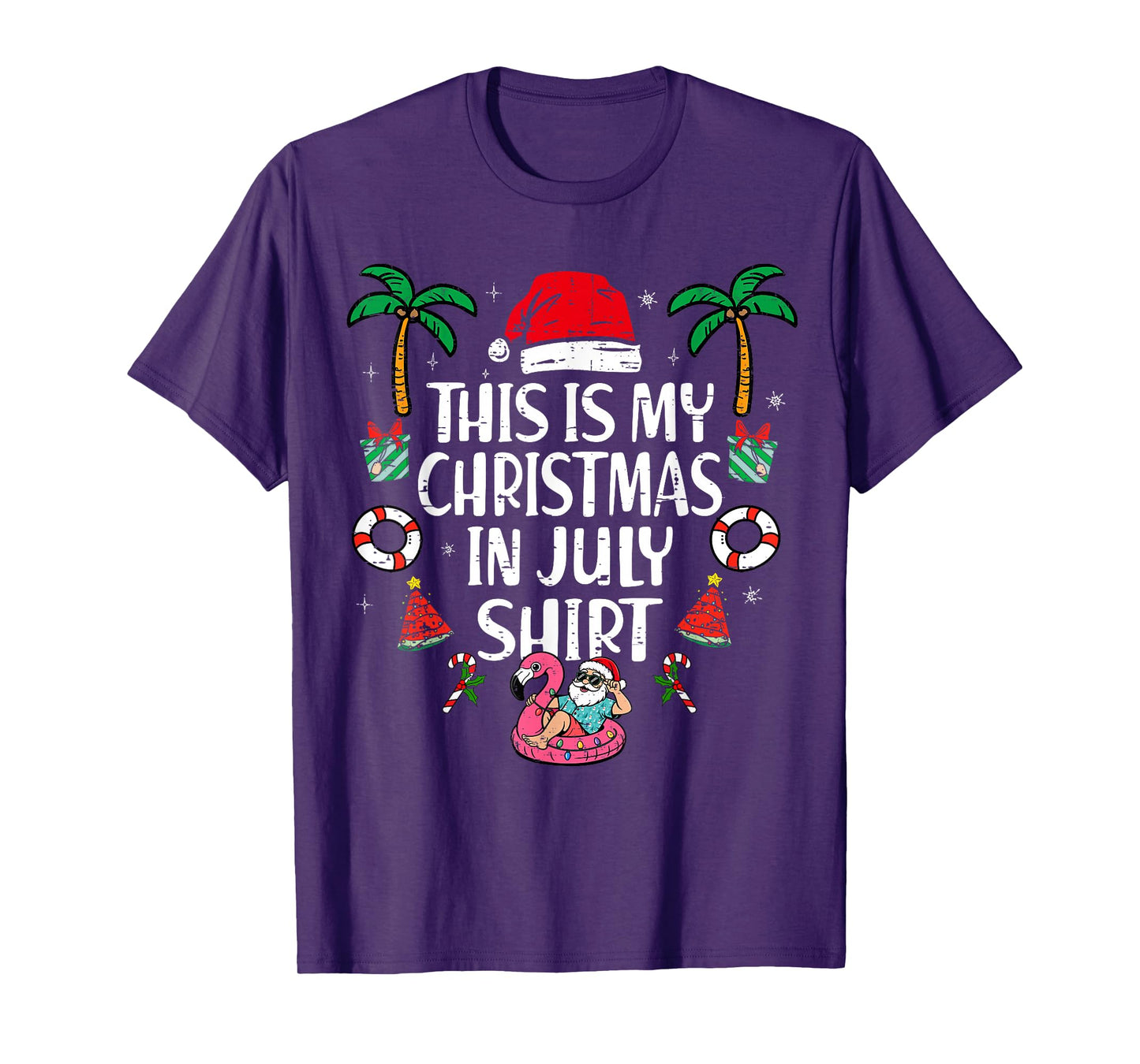 This Is My Christmas In July Shirt Men Women Kids Santa Xmas T-Shirt