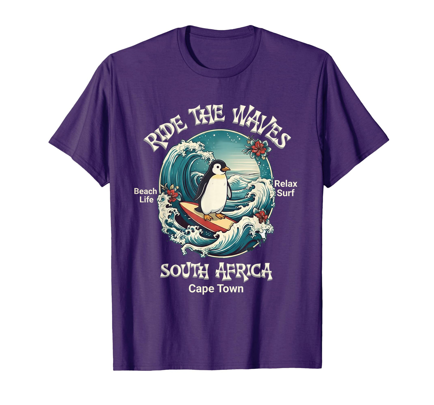 Penguin Surfing Waves South Africa Cape Cod Surfs Up Fun T-Shirt