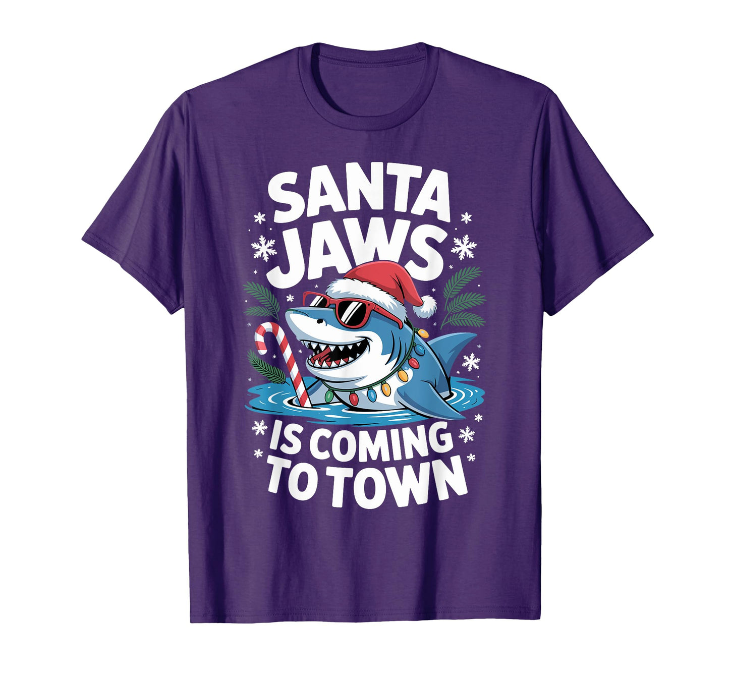 Santa Jaws Sharkmas Xmas Shark Christmas In July T-Shirt