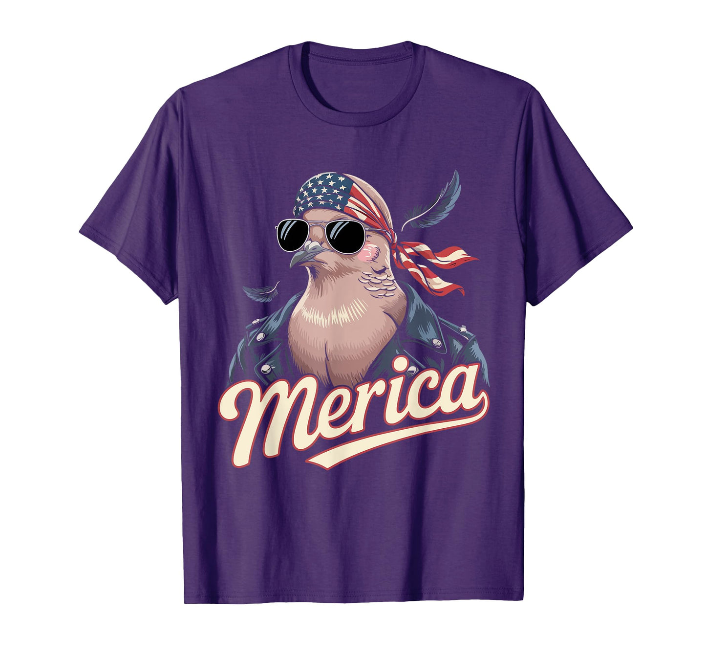 Mourning Dove Bird Lover Sunglasses USA Flag 4th of July T-Shirt