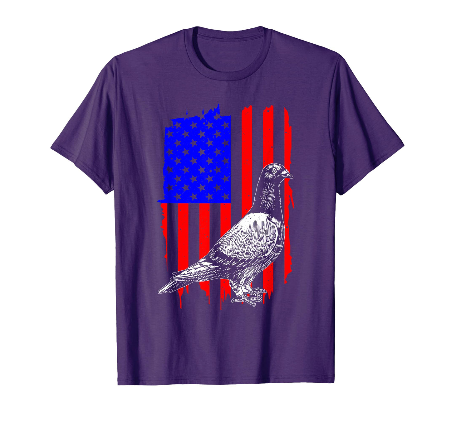 Cool Pigeon Design Men Women Patriotic US Flag Pigeon Lovers T-Shirt