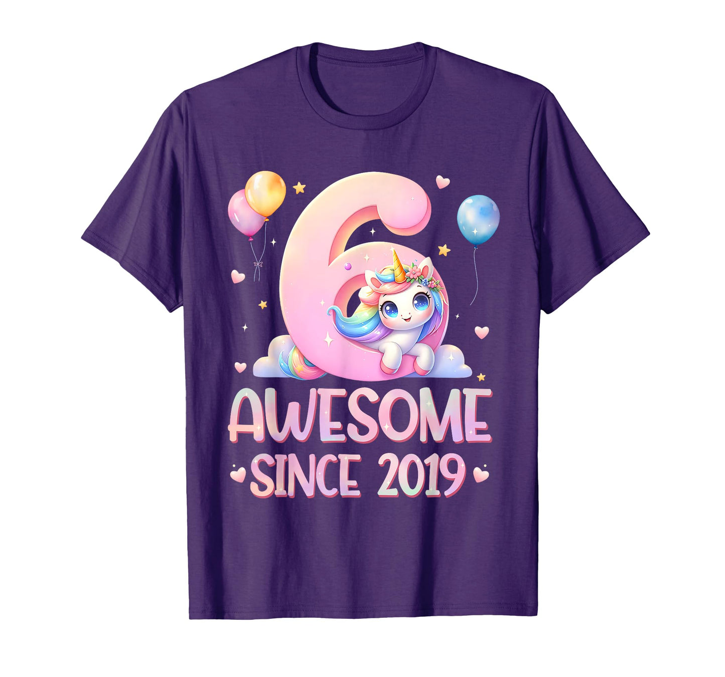 Unicorn 6th Birthday 6 Year Old Unicorn Party Girls Outfit T-Shirt