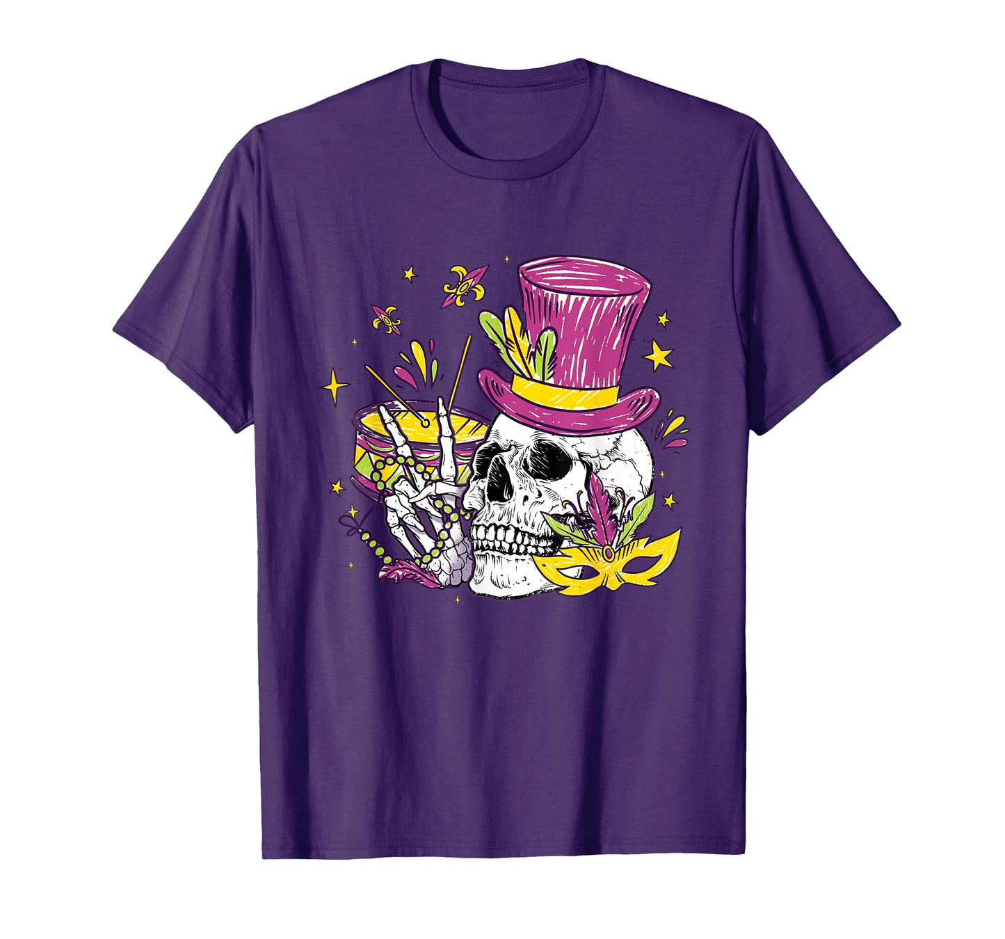 Funny Sugar Skull Mardi Gras Party Apparel Men Women Kids T-Shirt