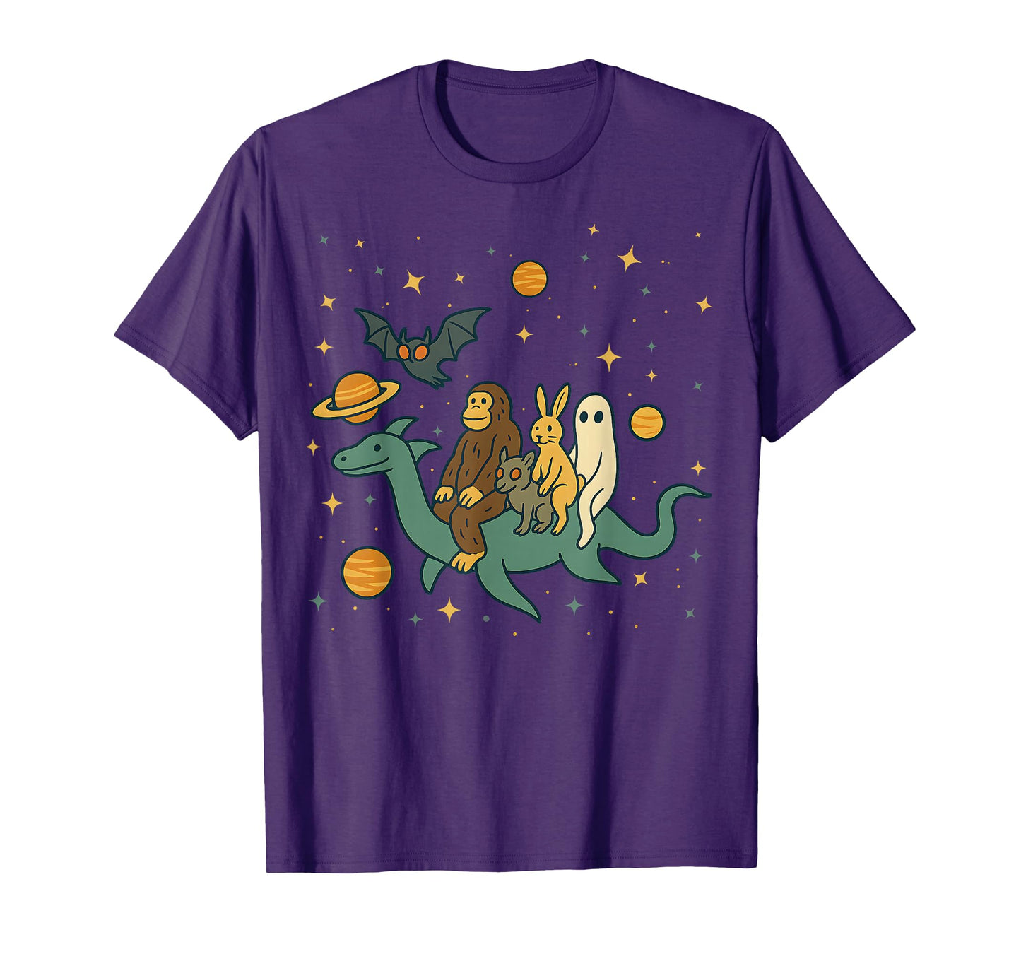 Bigfoot Jackalope Mothman Loch Ness Monster Chupacabra Space T-Shirt