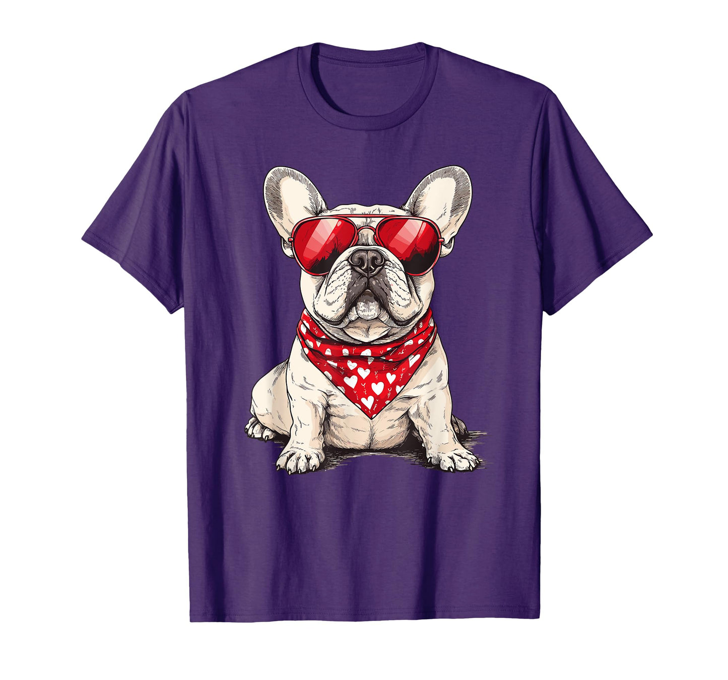 Frenchie Heart Bandana Cool French Bulldog Lover Valentines T-Shirt