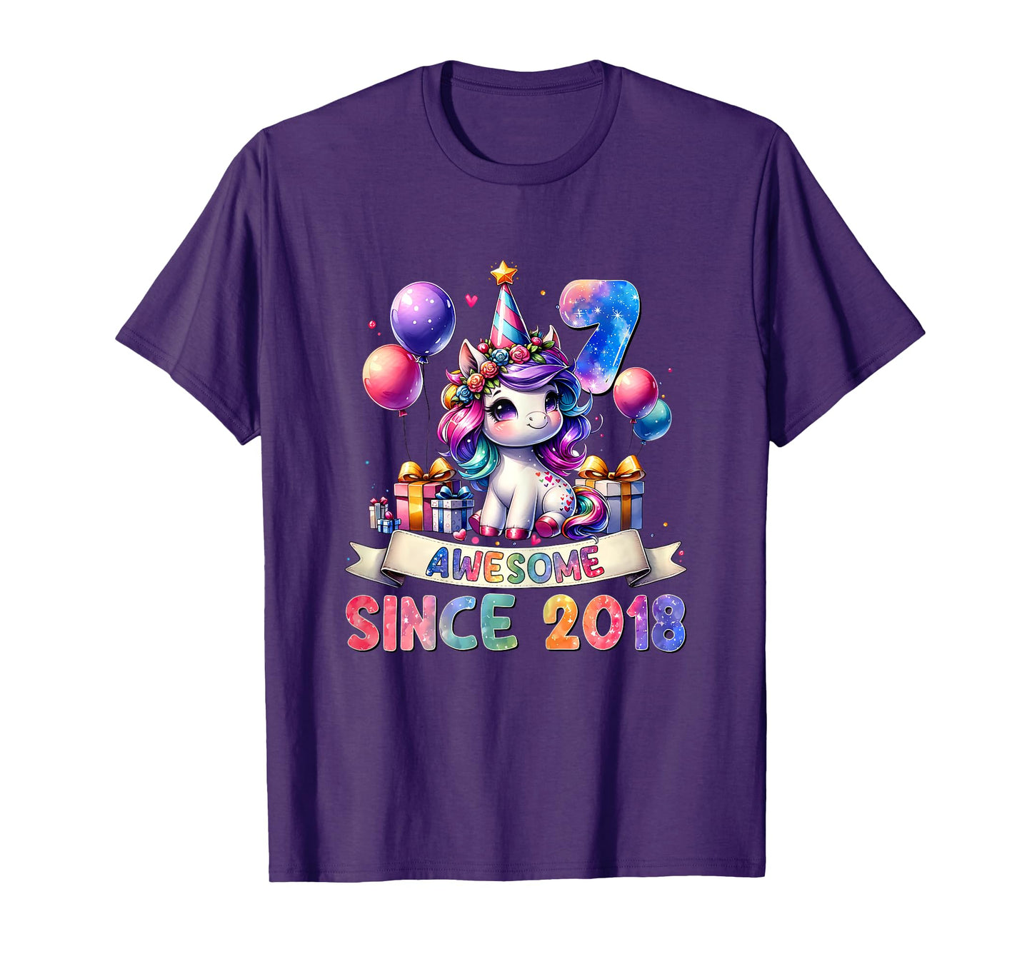 7 Year Old Unicorn Gifts For Girls 7th Birthday Girl Party T-Shirt