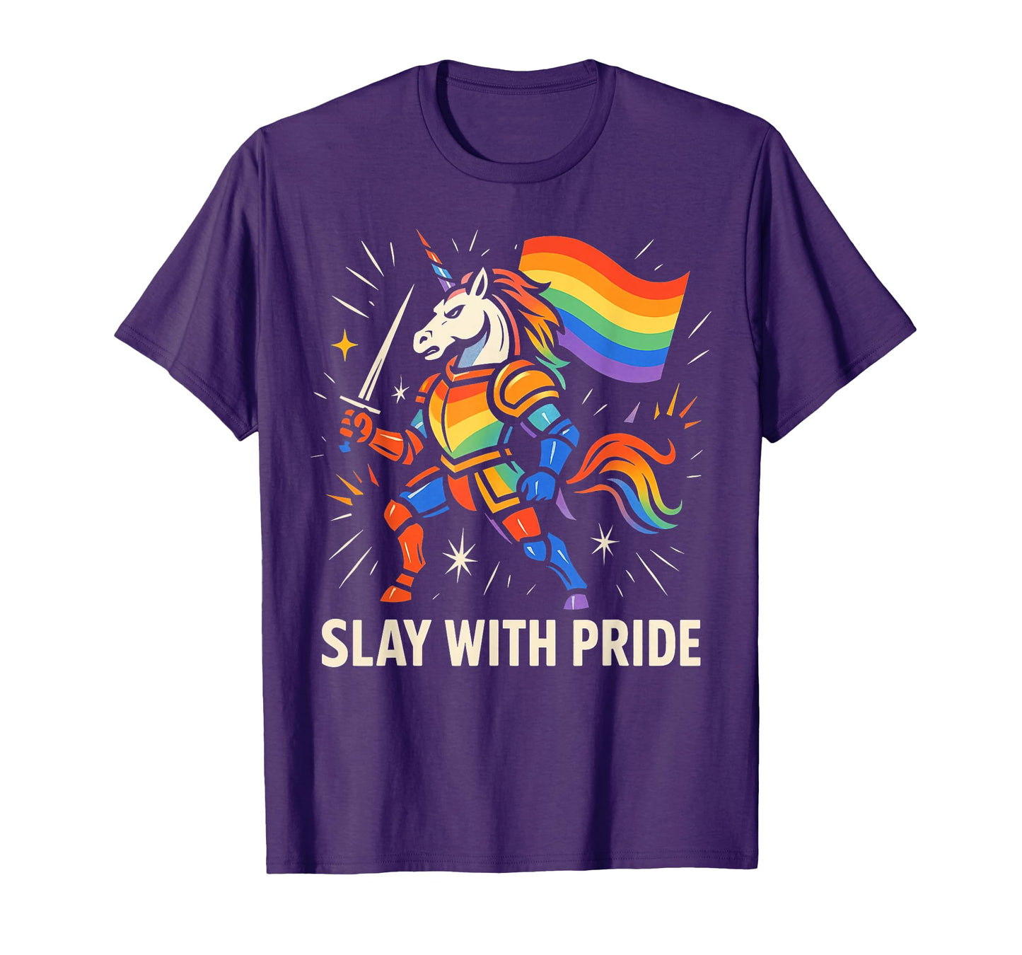 Slay With Pride Rainbow Unicorn Armor T-Shirt