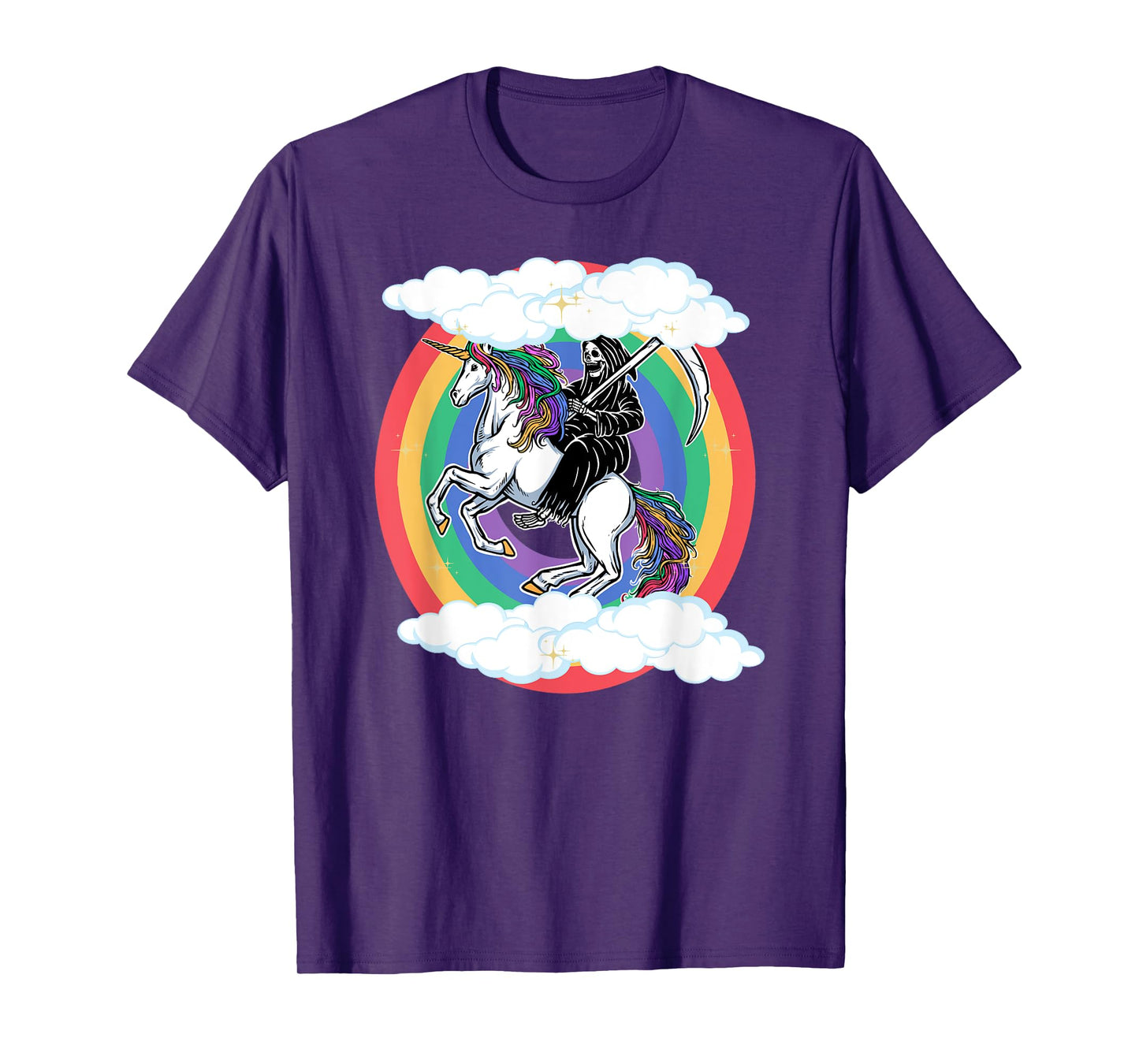 Skeleton Riding Unicorn Funny Unicorns Rainbow Lover Graphic T-Shirt