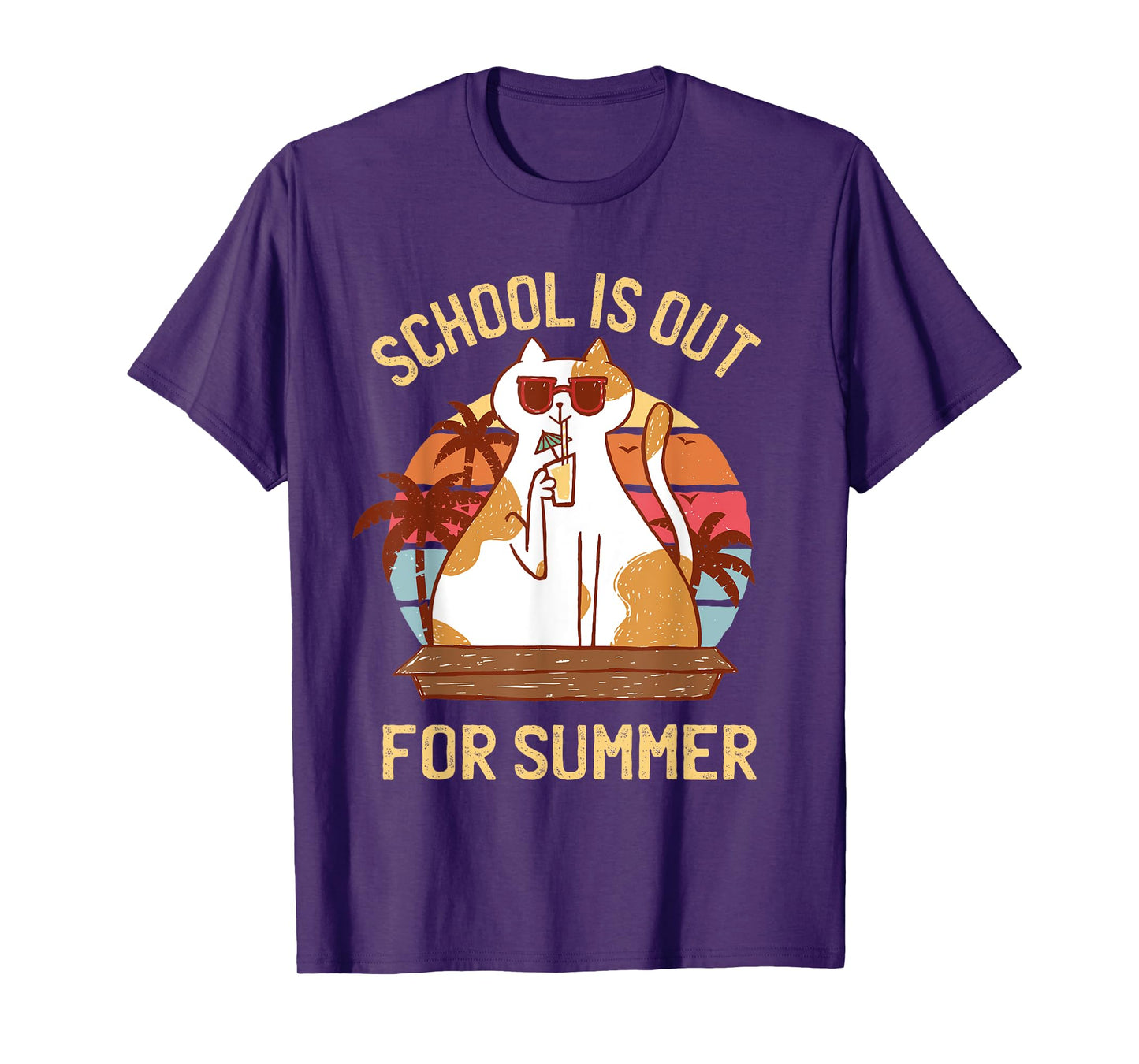 Last Day of School Shirt for Teachers - Retro Summer Cat T-Shirt