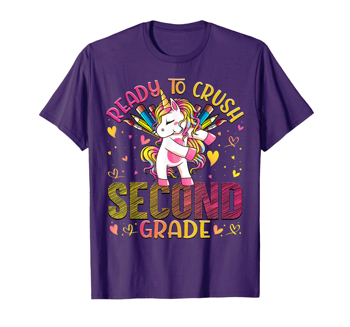 Ready to Crush Second 2nd Grade Back To School Unicorn Kids T-Shirt
