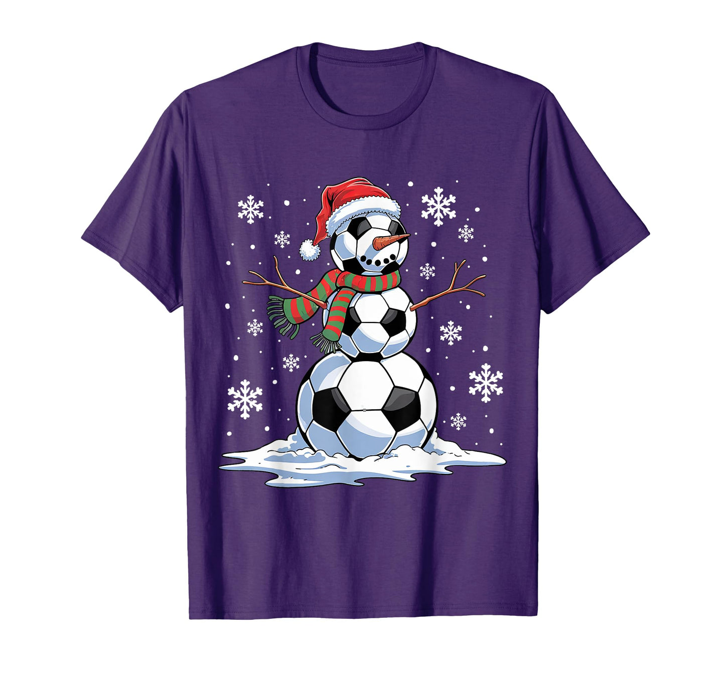 Soccer Snowman Soccer Player Santa Hat Christmas Funny T-Shirt