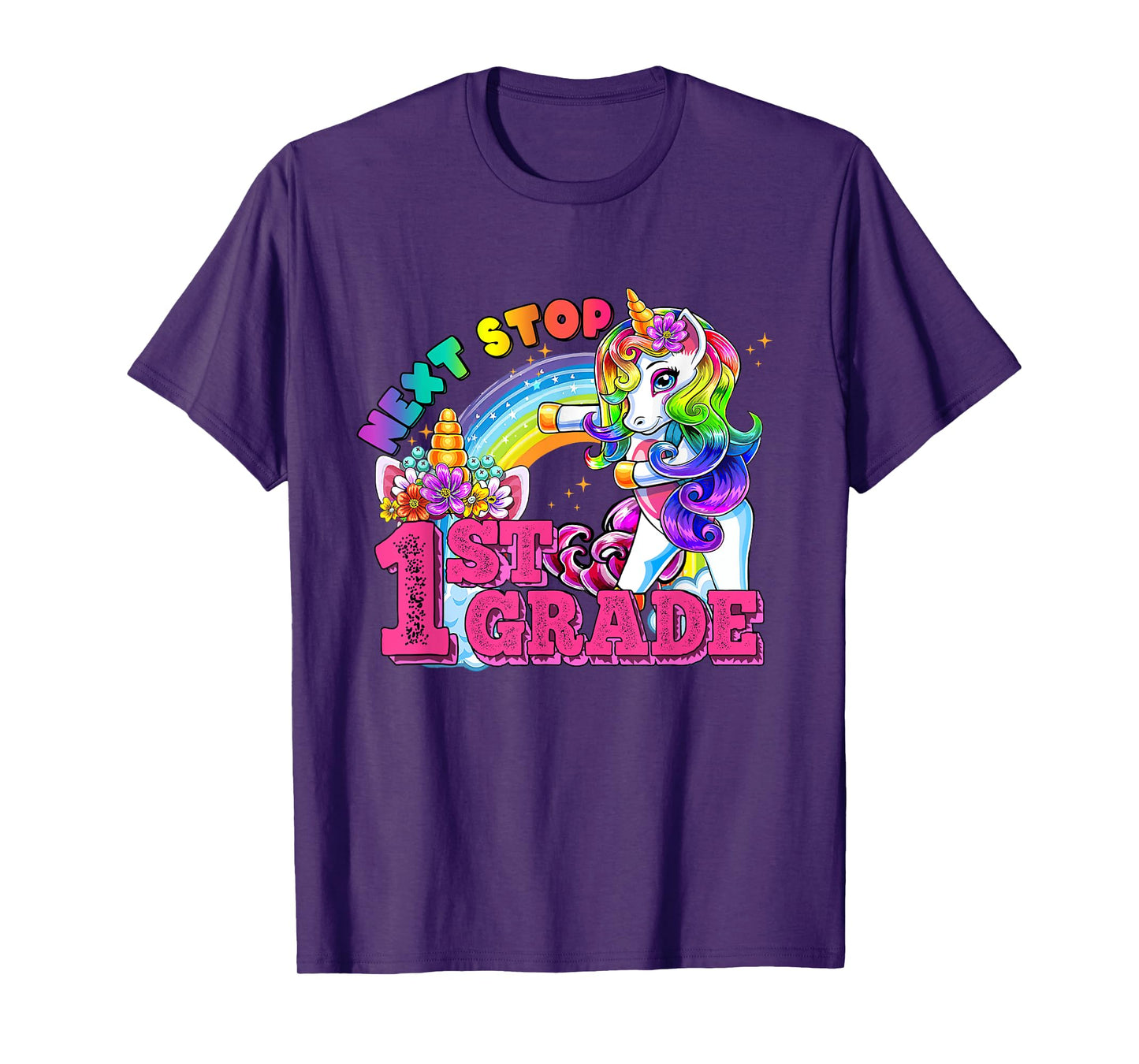 Next stop 1st grade First Grade Here I come Flossing Unicorn T-Shirt