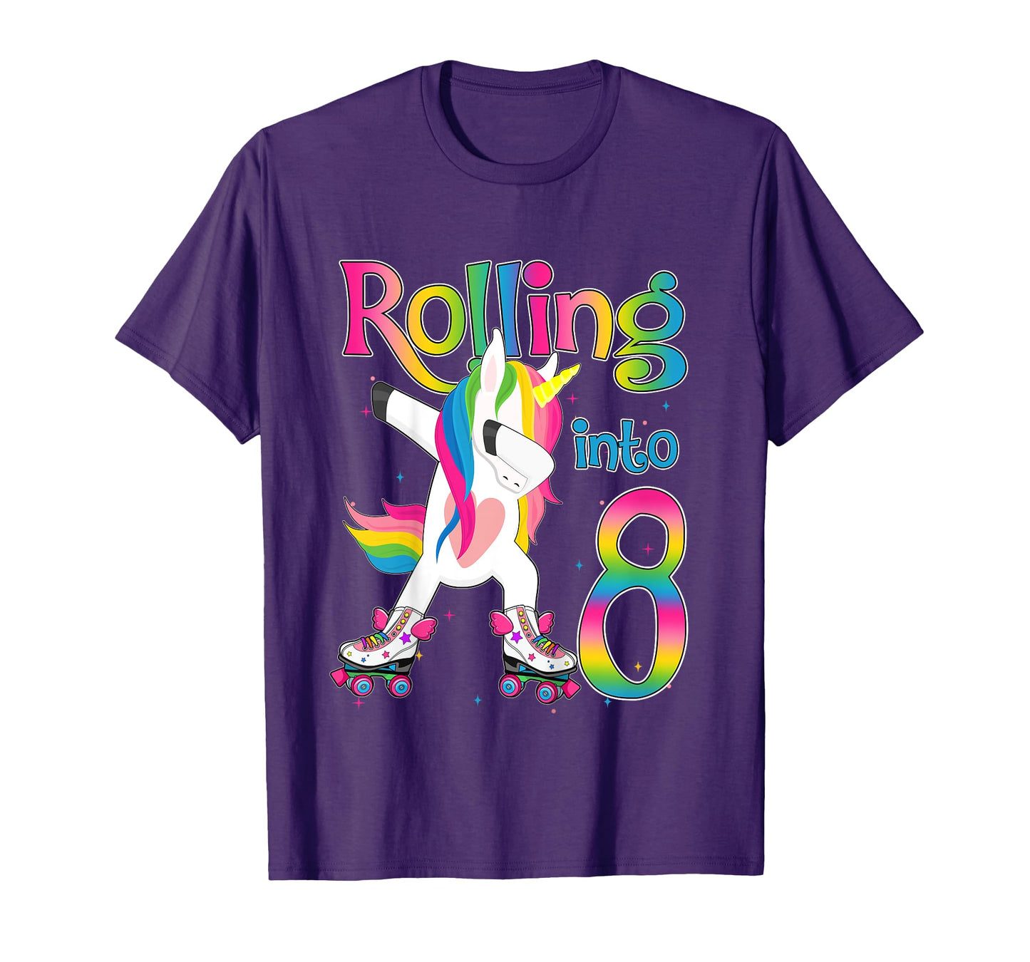 Rolling Into 8 years Let's Roll I'm Turning 8 Roller Skate T-Shirt