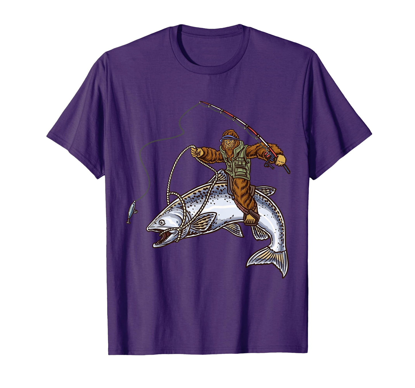 King Salmon Fishing Trout Hunting Bigfoot Fishermen T-Shirt