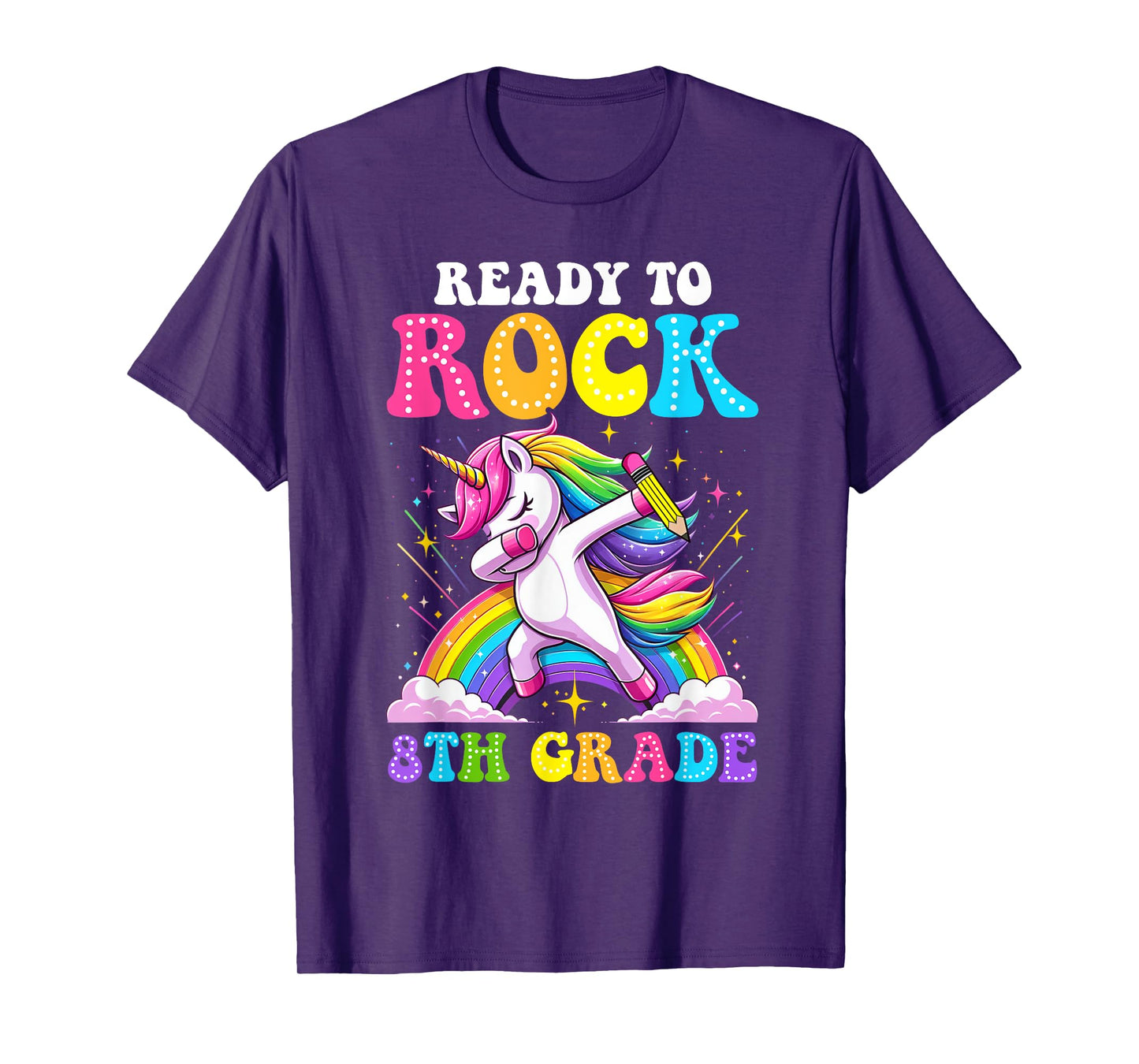 Ready To Rock 8th Grade Dabbing Unicorn Back To School Girls T-Shirt