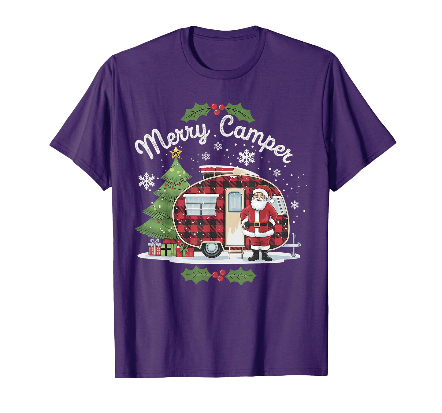 Merry Camper Christmas Santa Camping Truck Family Matching T-Shirt