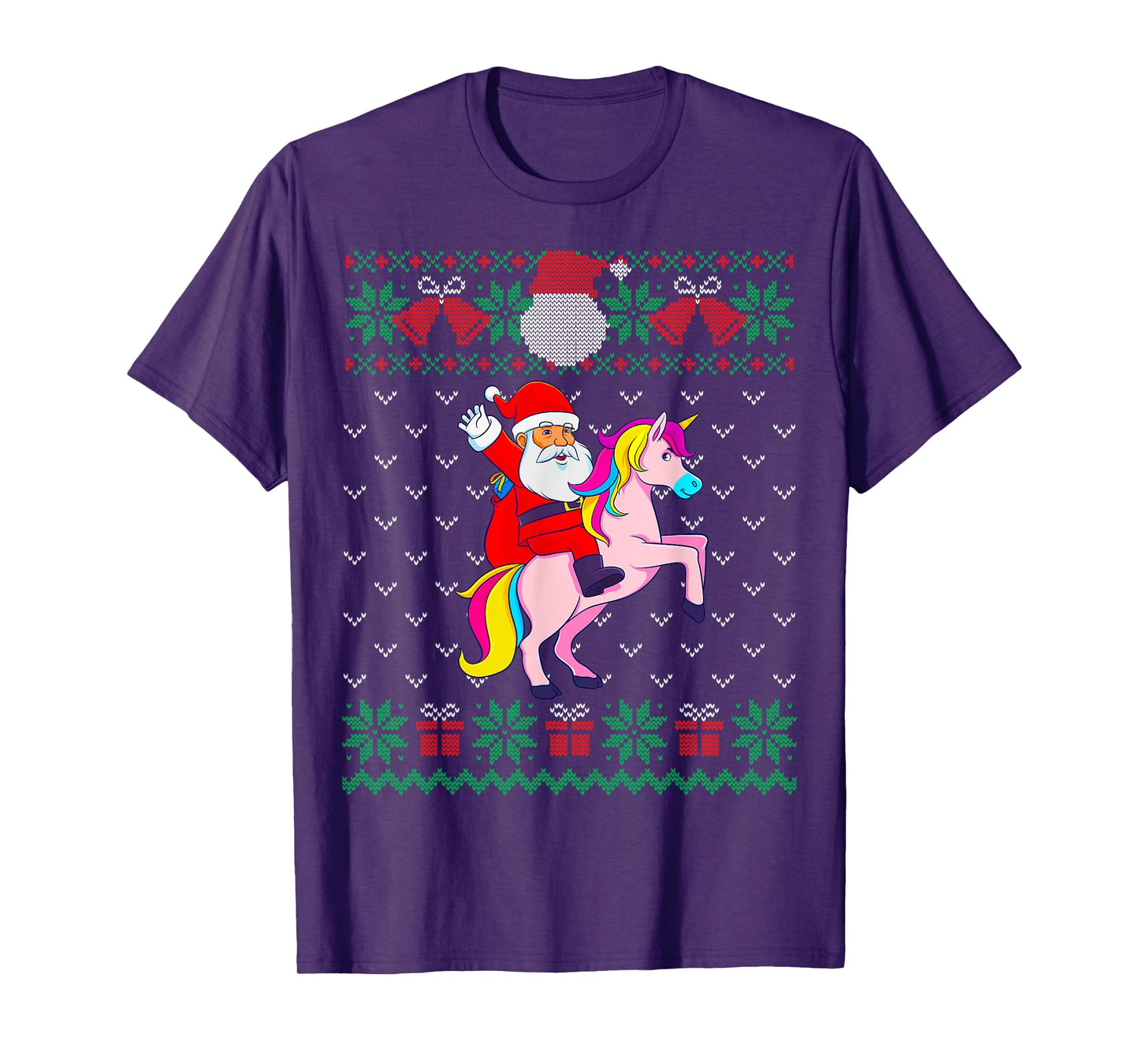 Santa Riding Unicorn, Ugly Christmas Sweater, Women Girls T-Shirt