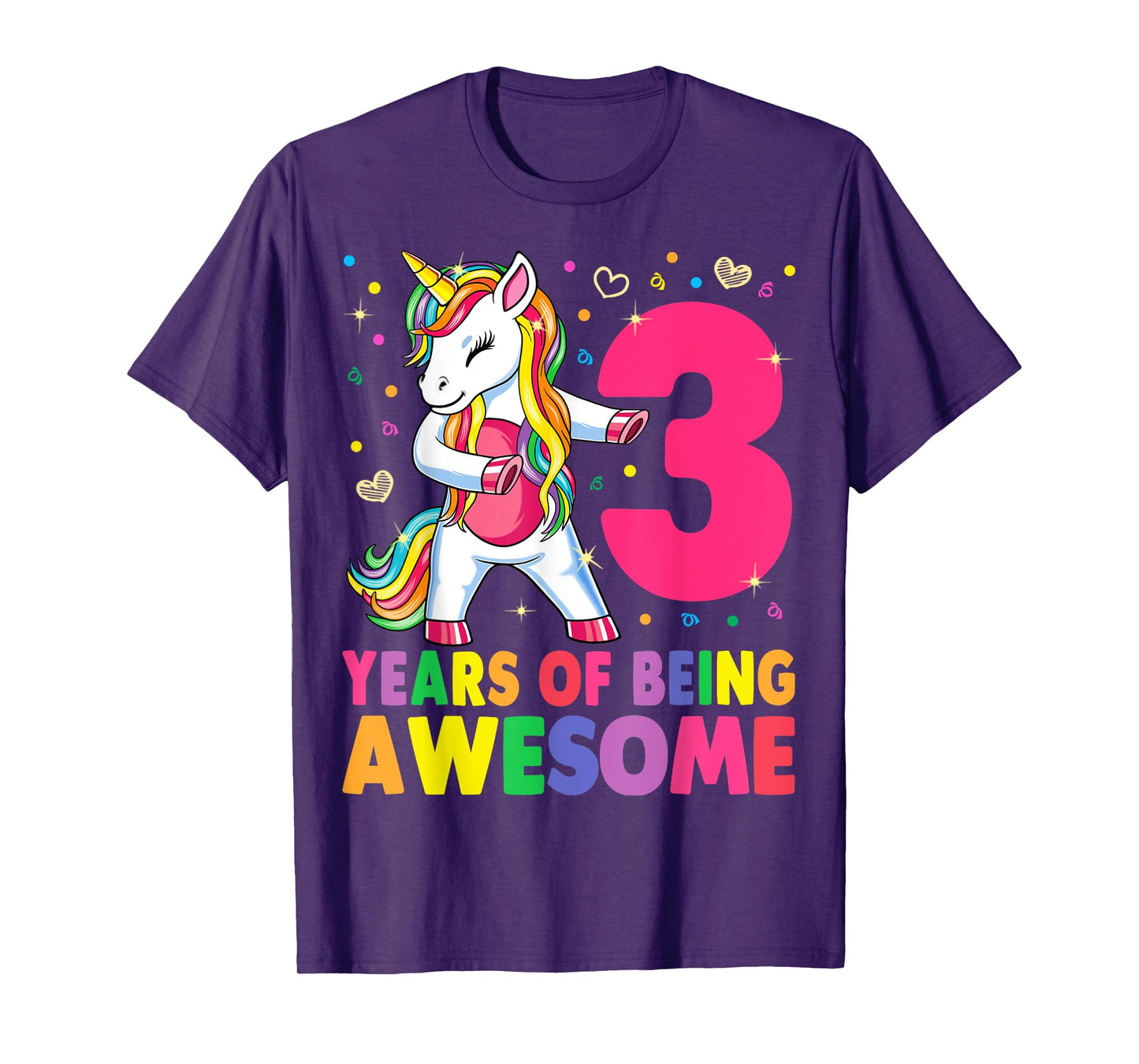 3 Years Old Unicorn Flossing 3rd Birthday Girl Unicorn Party T-Shirt
