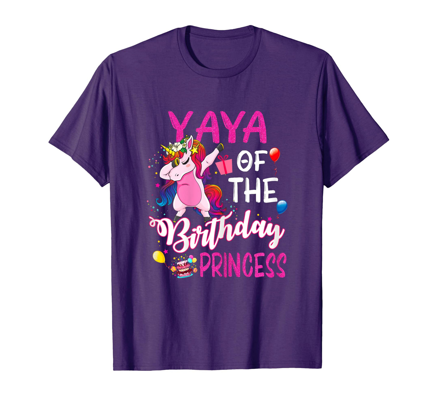 Yaya Of The Birthday Princess Unicorn Girl T-Shirt