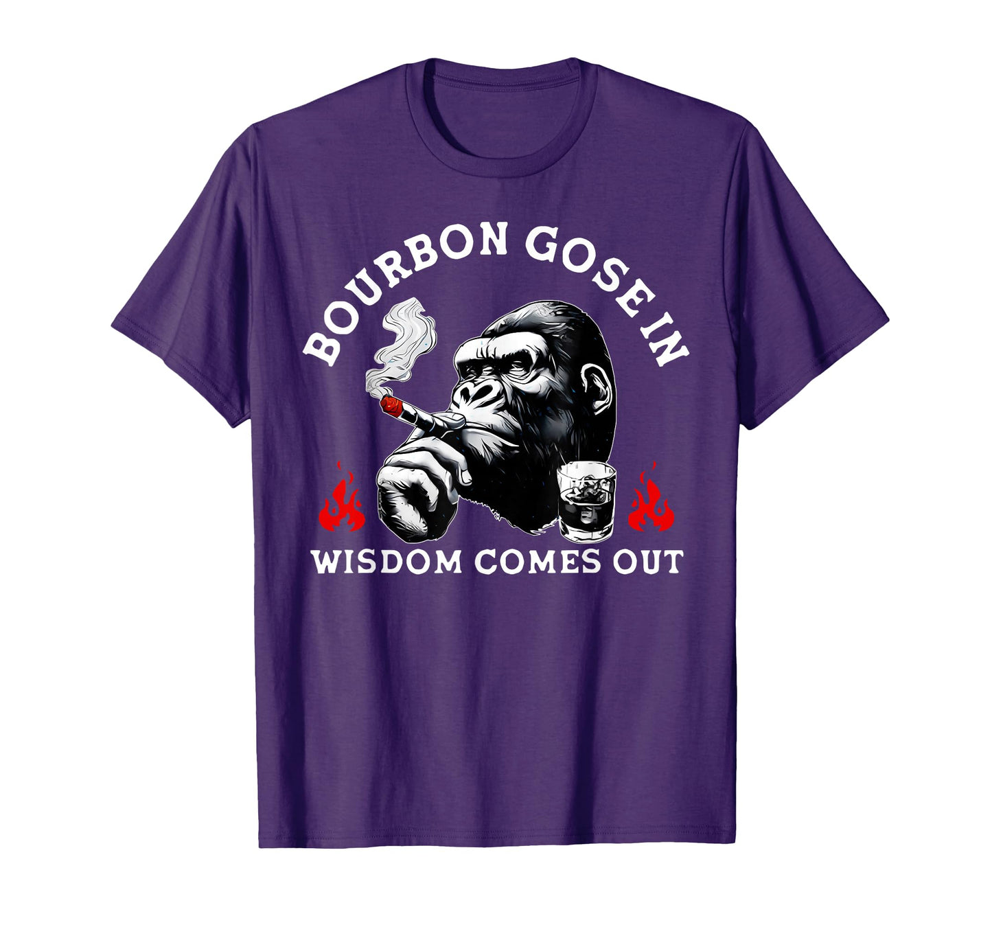 Bourbon Goes In Wisdom Comes Out Monkey Whiskey Lovers T-Shirt