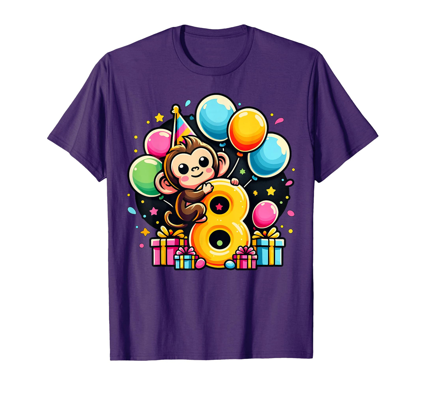 Monkey 8th birthday boy girl 8 years old eighth eight Monkey T-Shirt