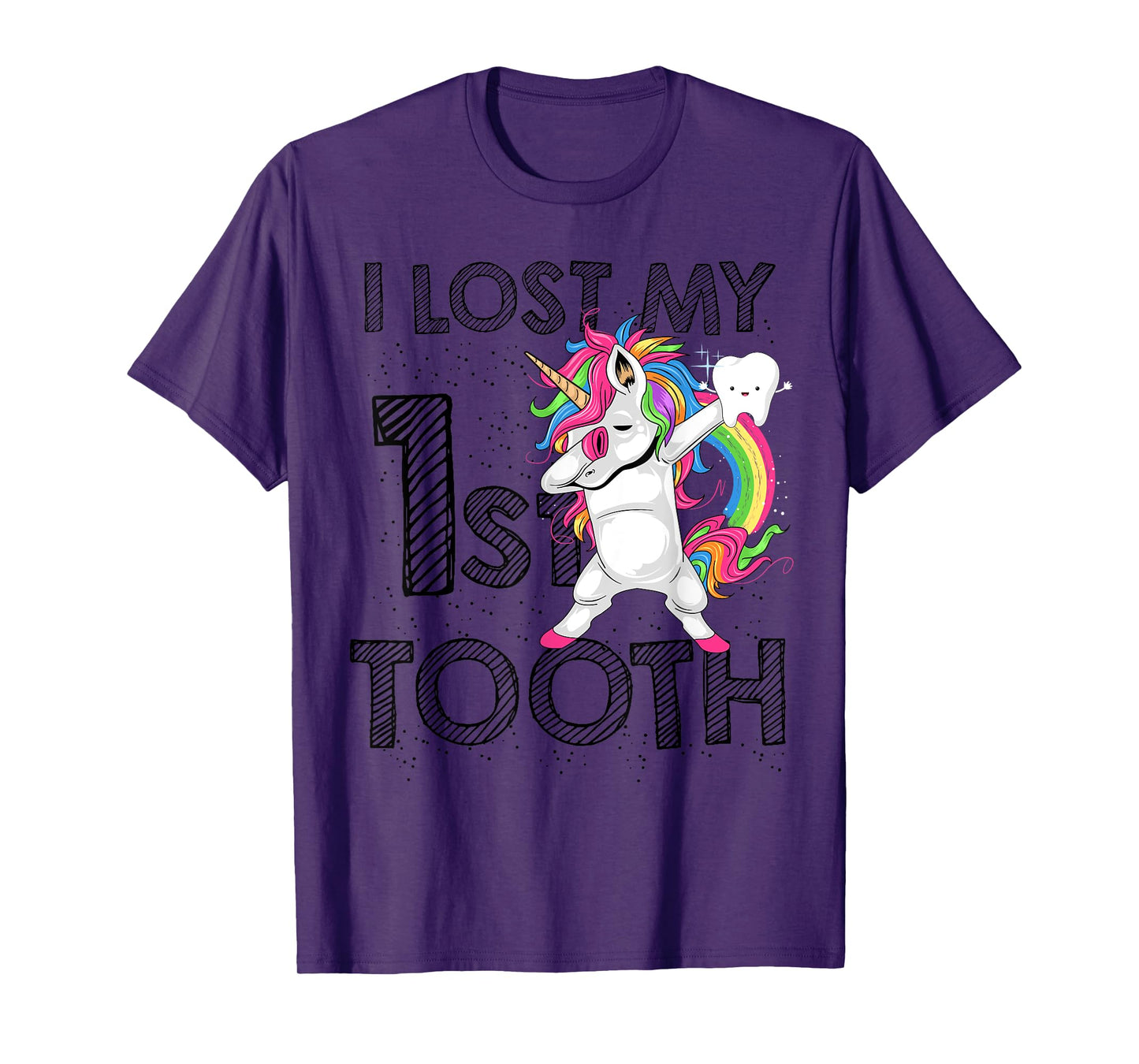 I Lost My First Tooth Baby Teeth Out Fairy Unicorn Dabbing T-Shirt