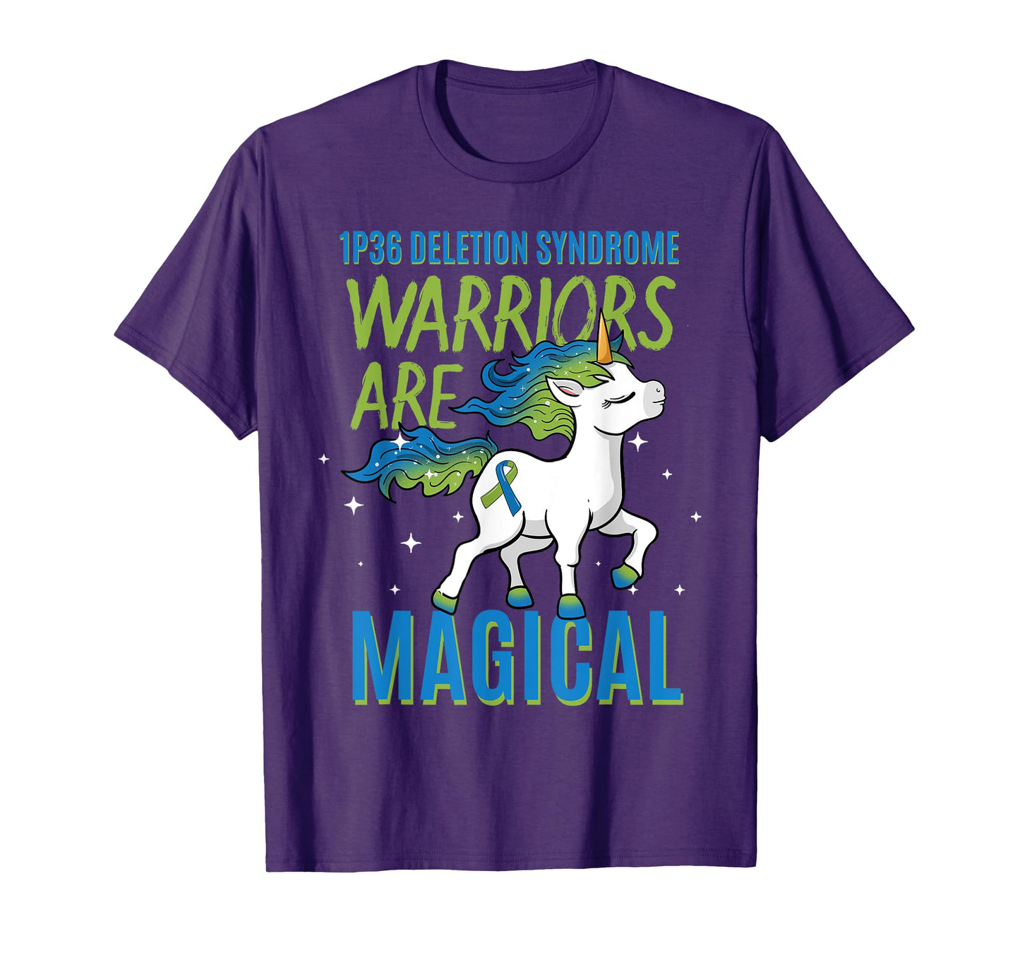 1P36 Deletion Syndrome Awareness Ribbon Unicorn Warrior T-Shirt