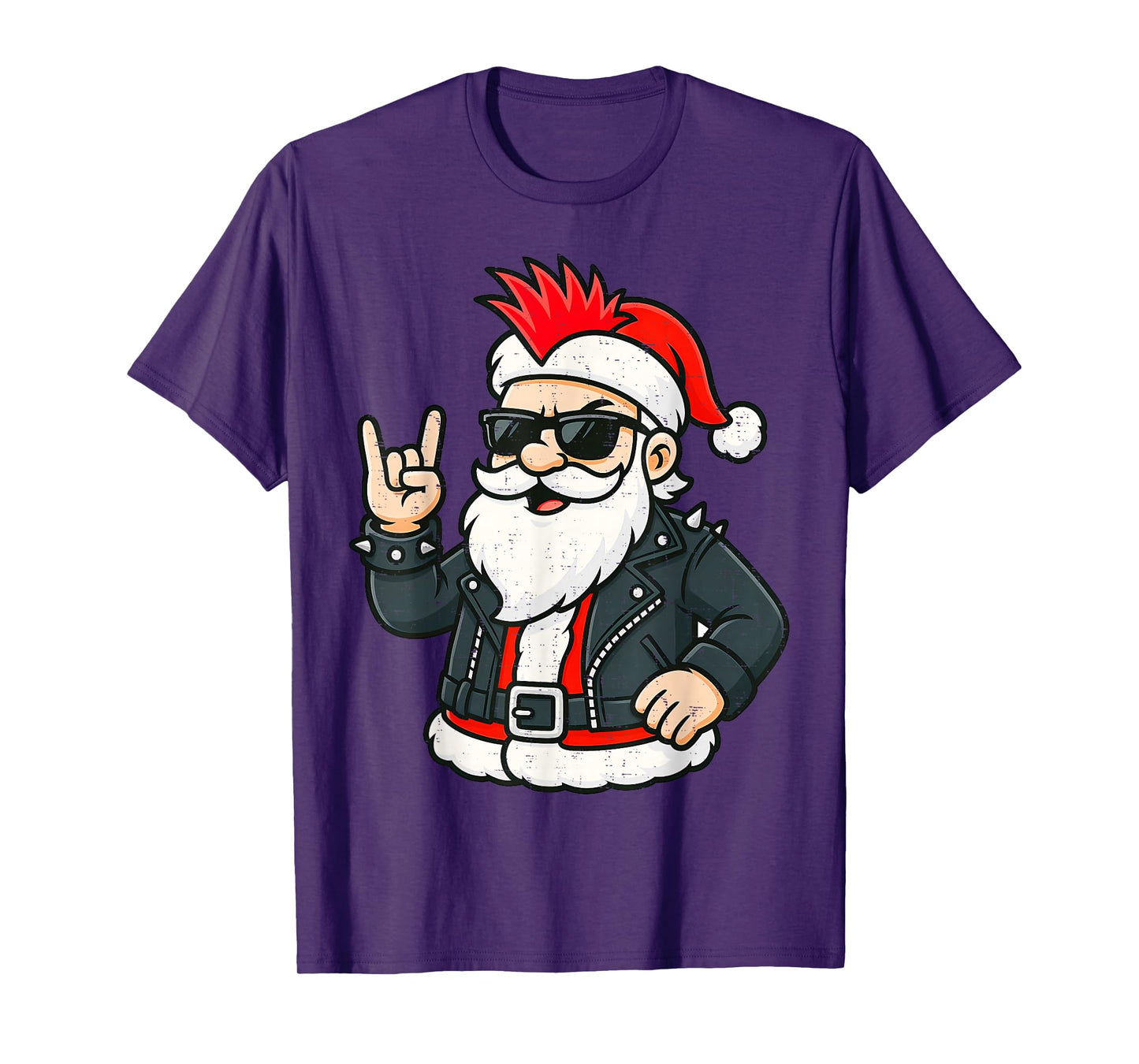 Punk Rock Santa Claus Emo Christmas Rocker Pajamas Men Women T-Shirt