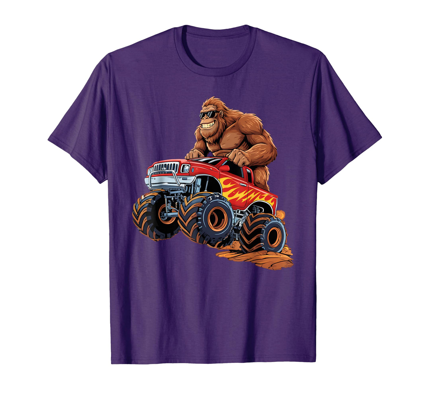 Funny Bigfoot Riding Monster Truck Sasquatch Graphic T-Shirt