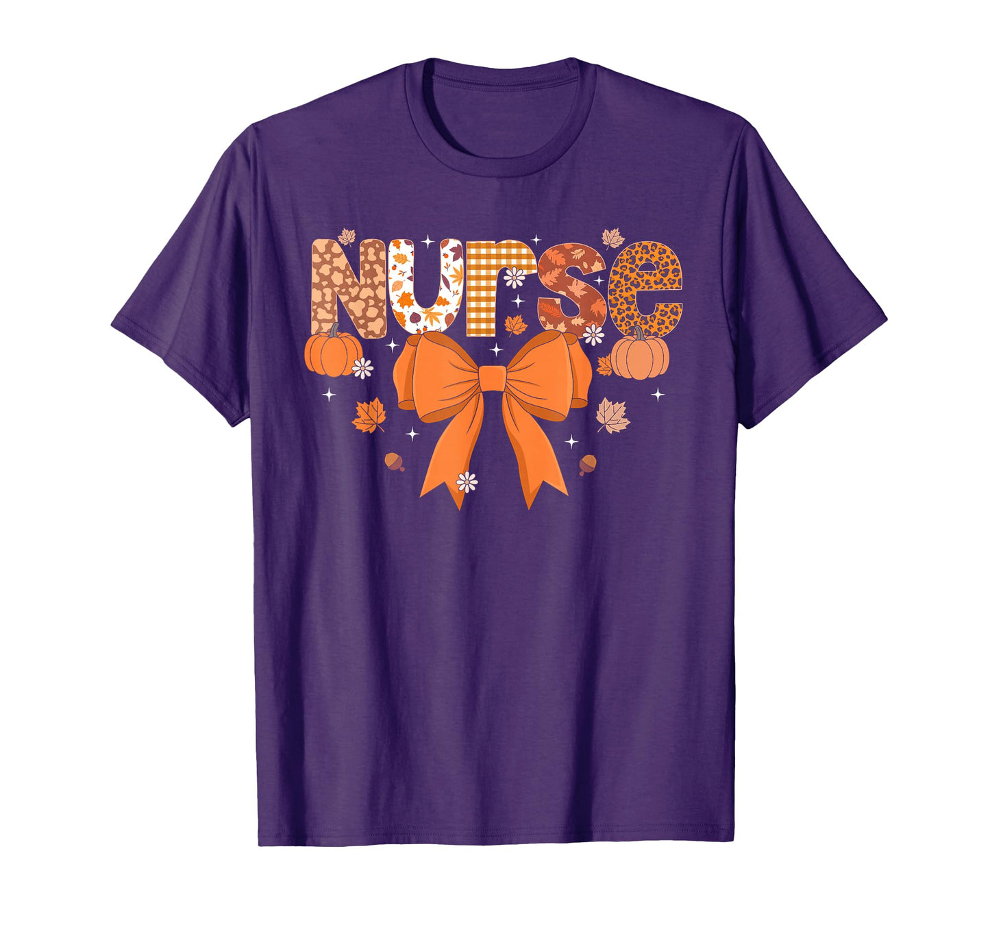 Thanksgiving Nurse Coquette Bow Nursing Fall Autumn Pumpkin T-Shirt
