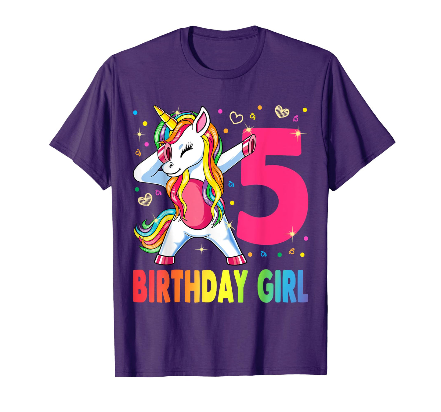 5 Years Old Unicorn Dabbing 5th Birthday Girl Unicorn Party T-Shirt