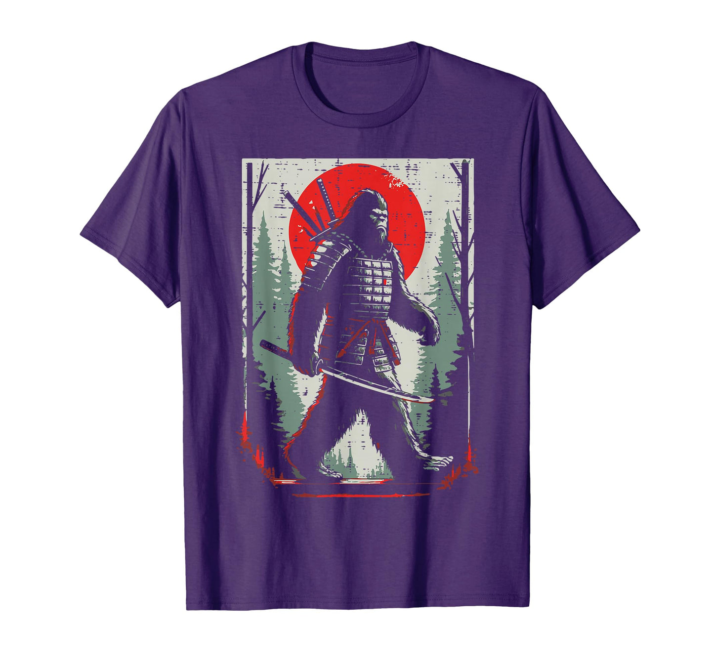 Japanese Bigfoot Samurai Katana Sasquatch Art Men Women Kids T-Shirt