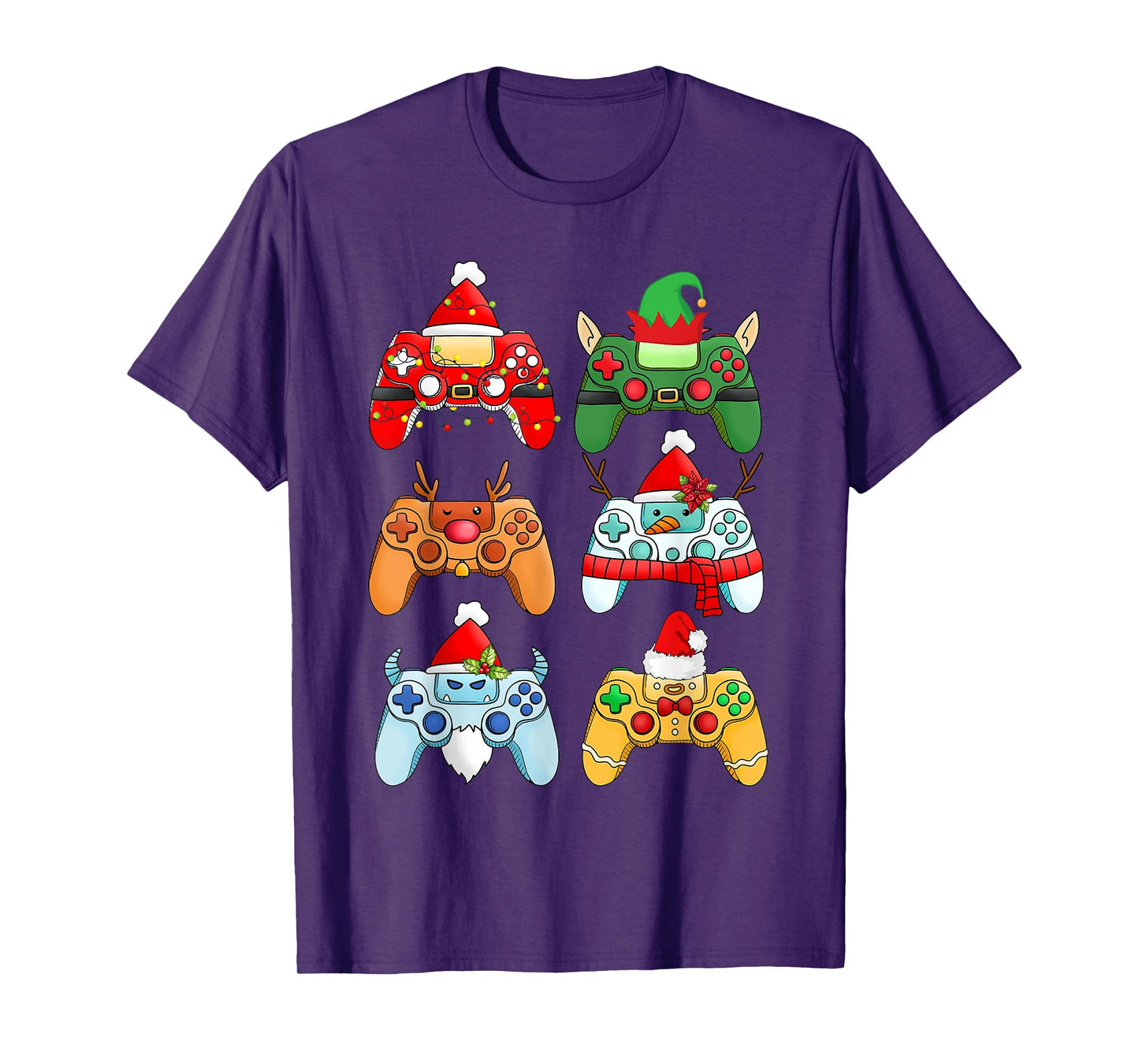 Video Game Christmas Controller Xmas Gamer Santa Hat Boys T-Shirt