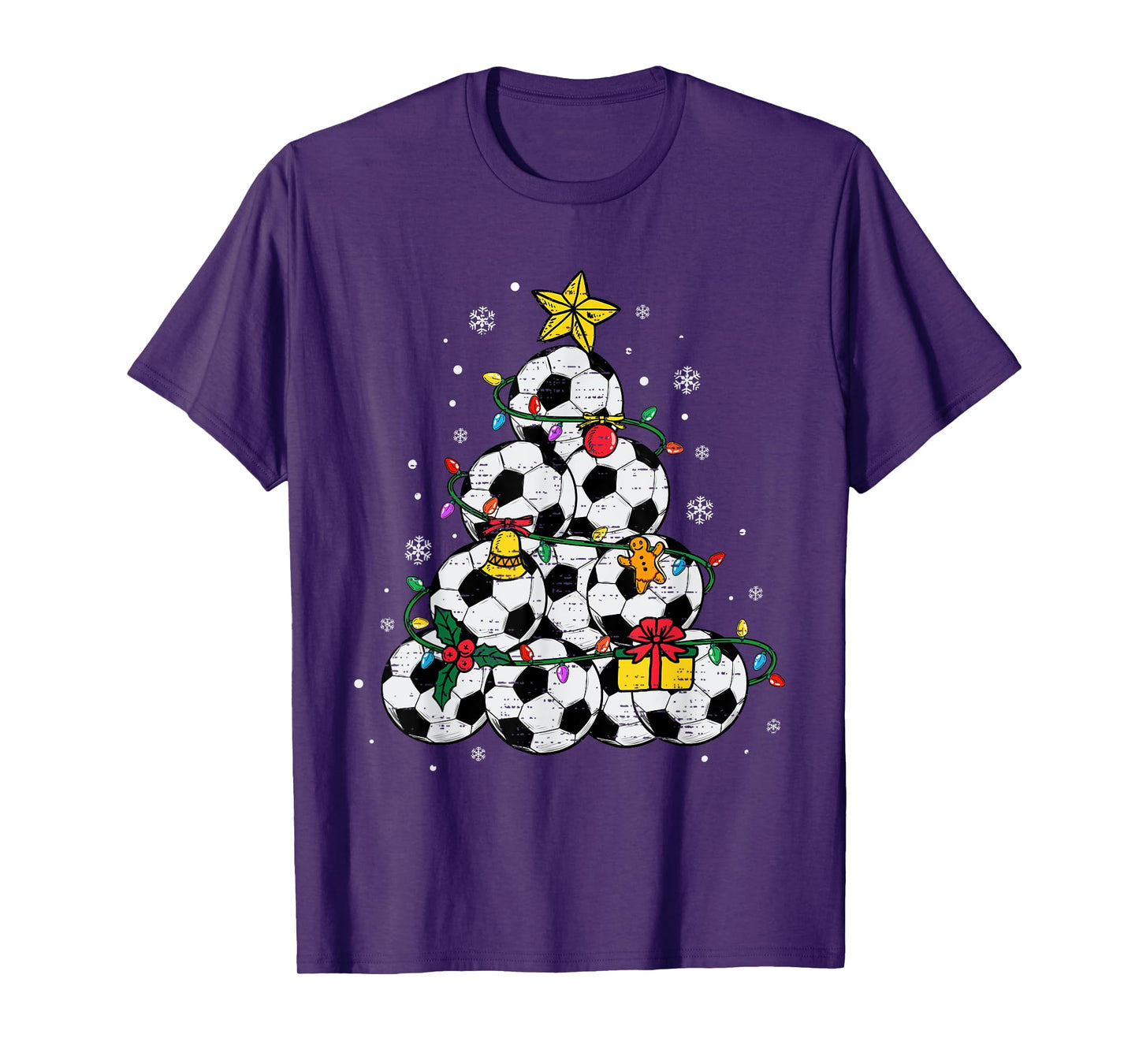 Soccer Christmas Tree Hat Santa Xmas Sport Mens Boys Kids T-Shirt