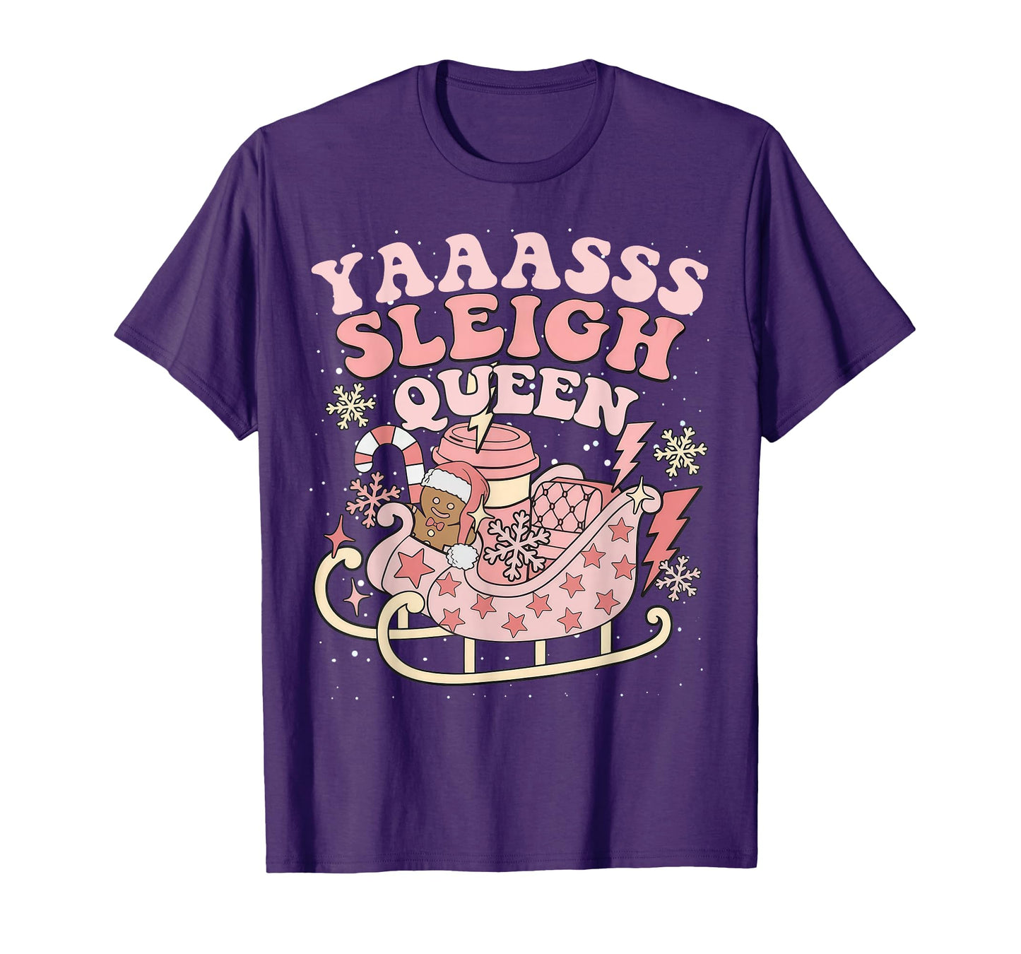 Yaaasss Sleigh Queen Sleigh Girl Matching Christmas Pajamas T-Shirt