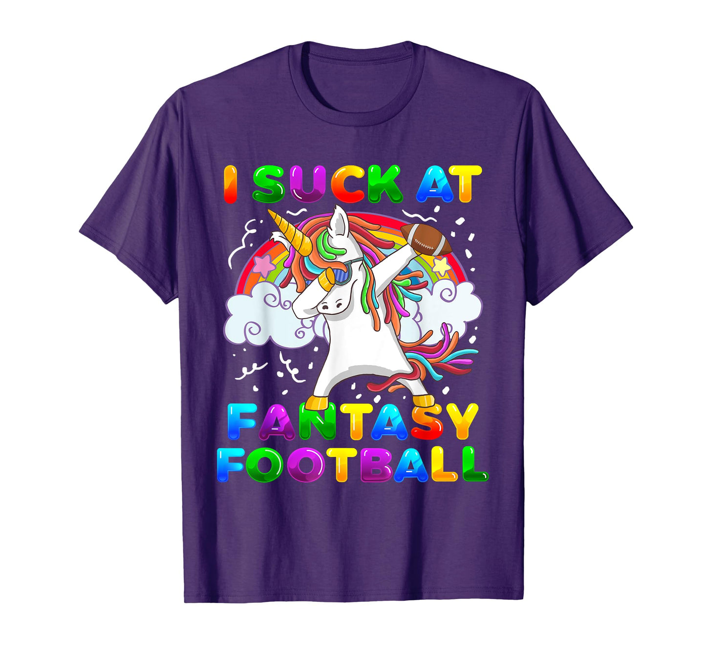 I Suck At Fantasy Football Dabbing Unicorn Rainbow Loser T-Shirt