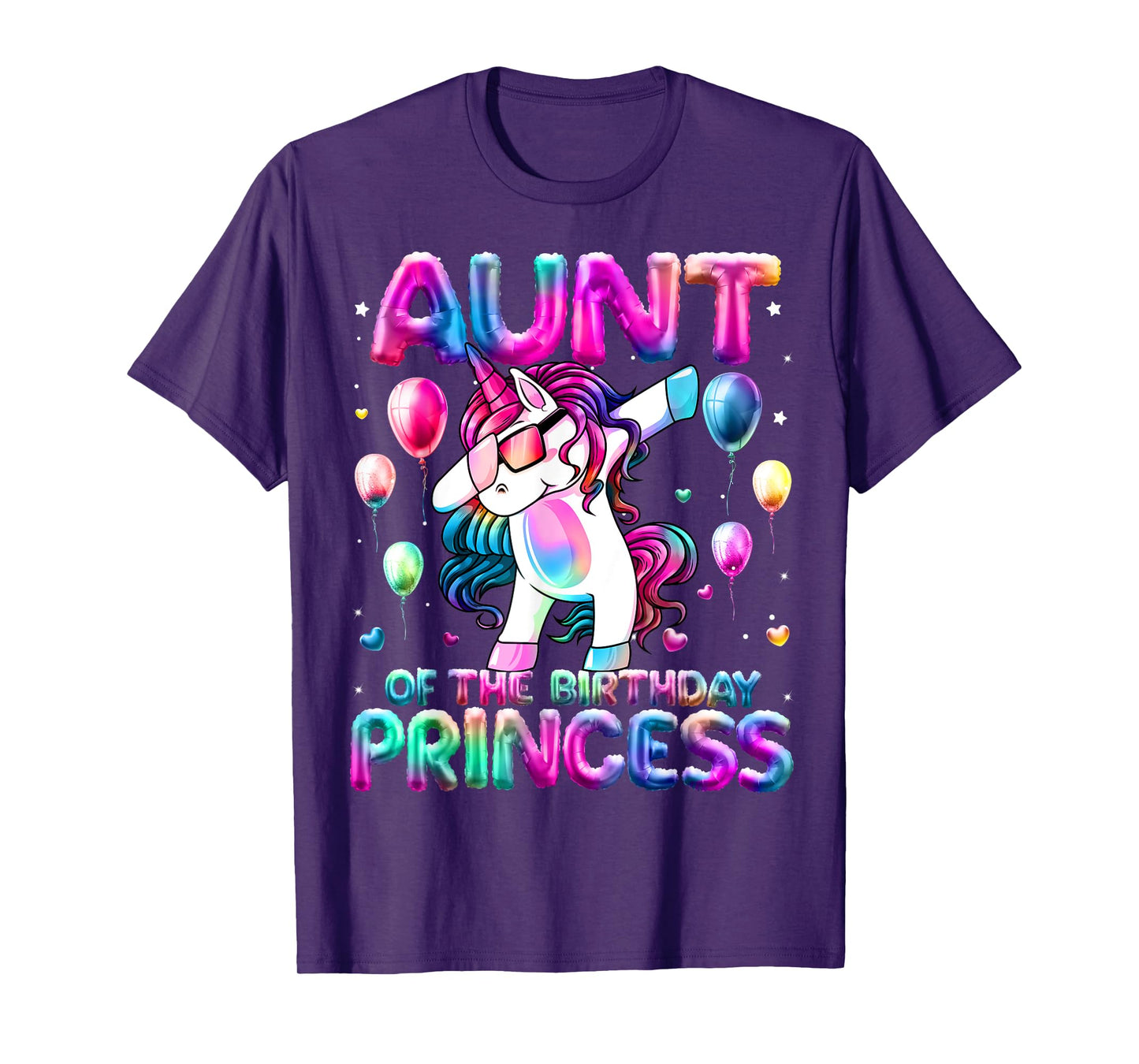 Auntie of the Birthday Princess Girl Flossing Unicorn Aunt T-Shirt